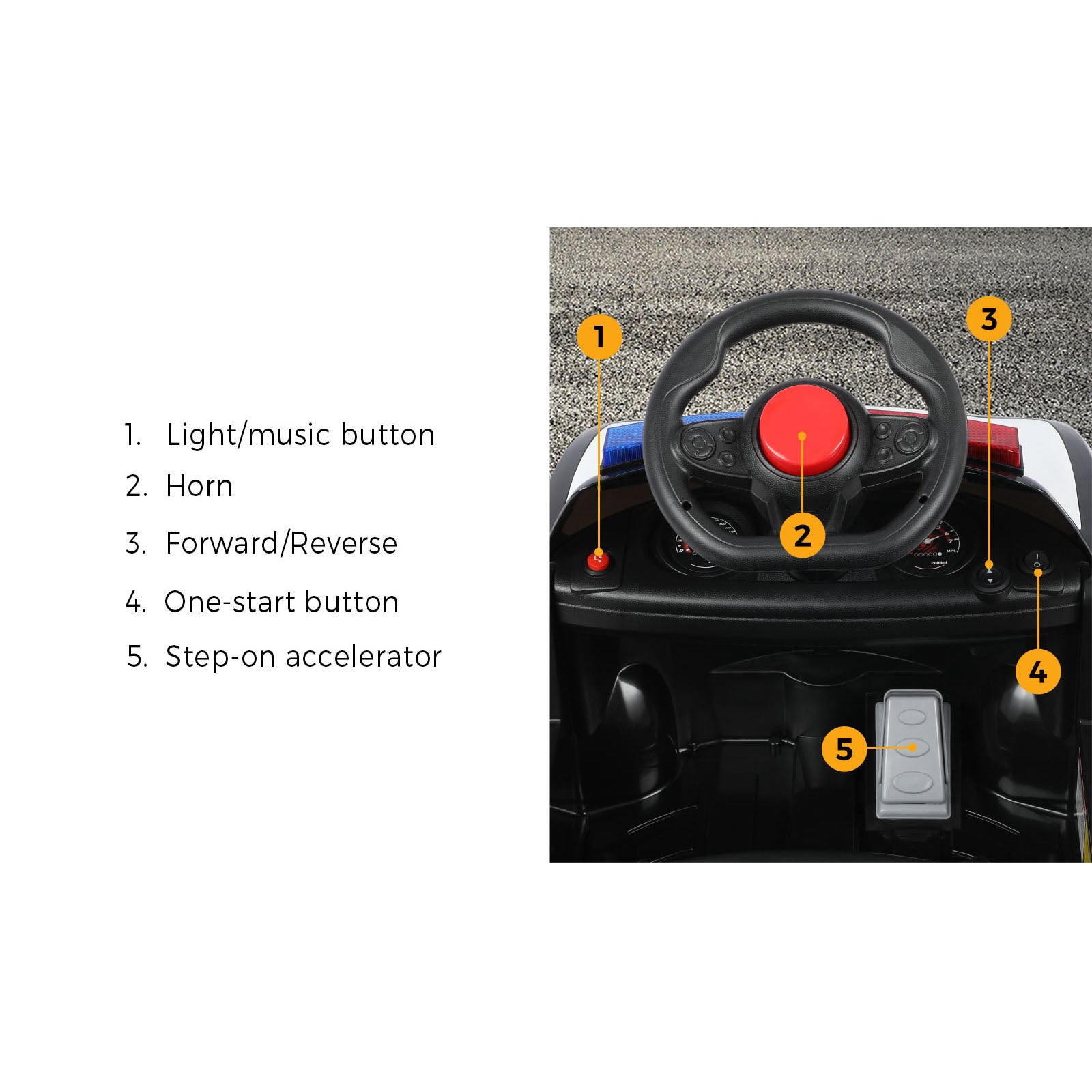 Mazam Kids Ride On Car Electric Toys Inspired Patrol Police Gift for Toddlers - Sunyee