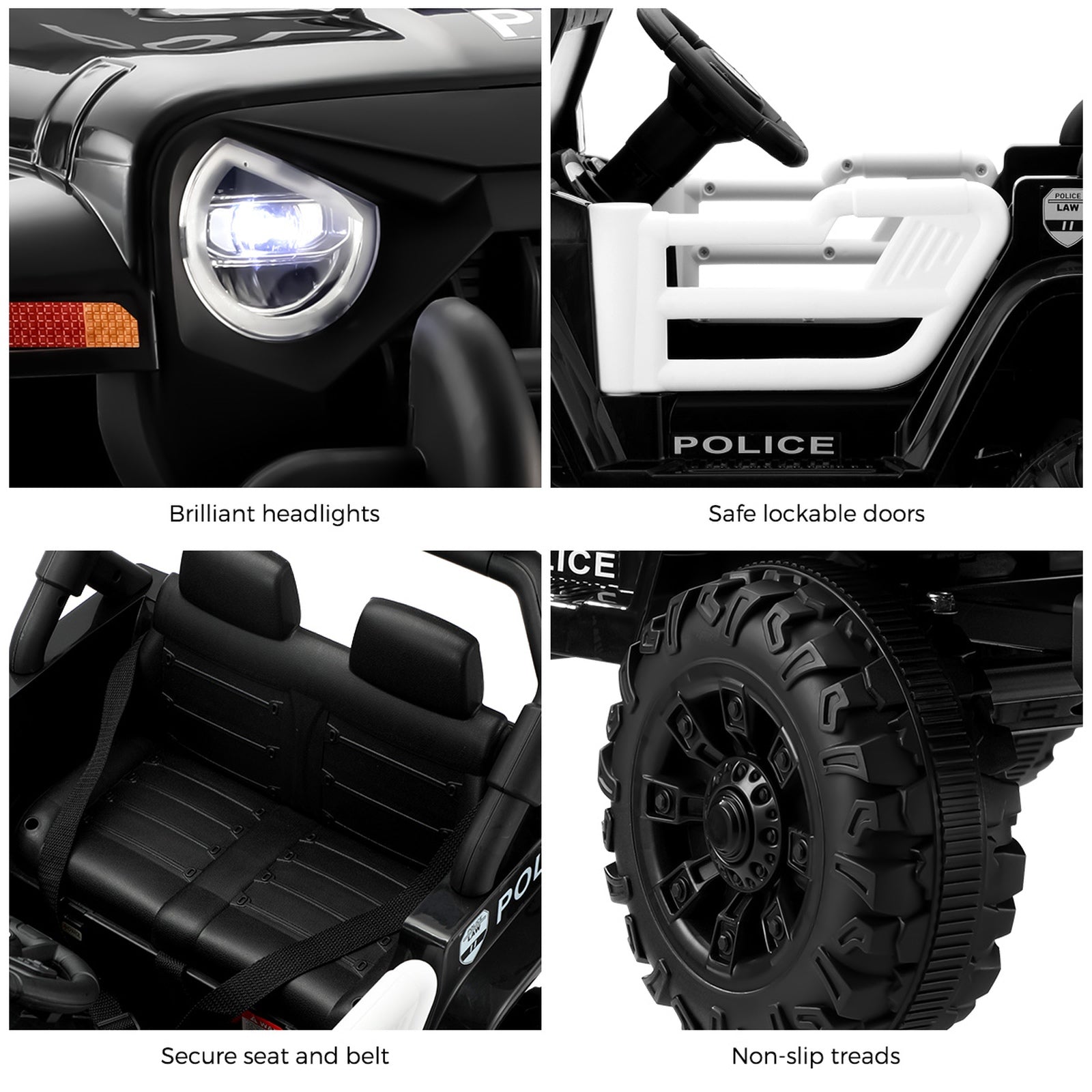 Mazam Kids Police Ride On Car Jeep 12V Electric Toy Remote Control Battery Cars - Sunyee