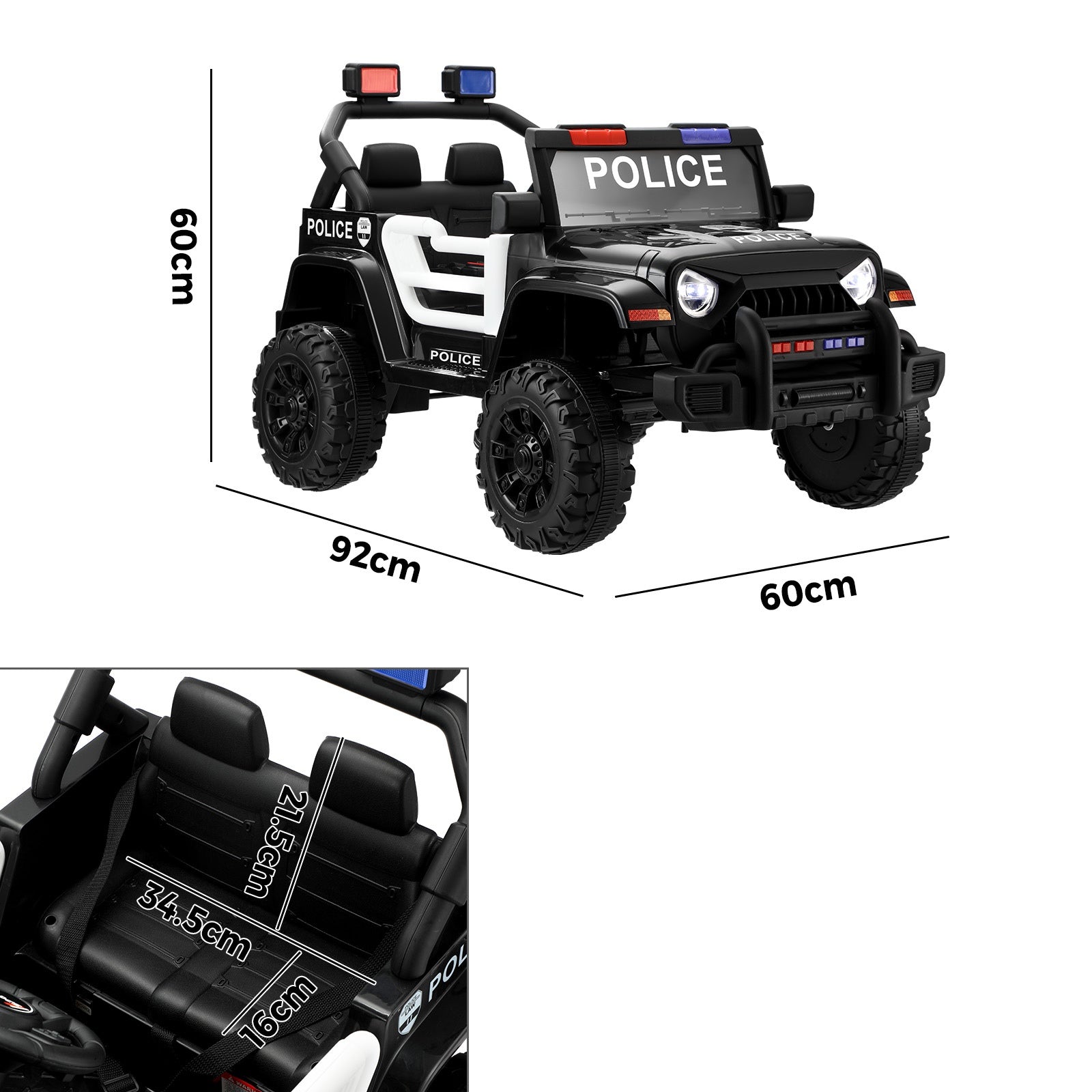 Mazam Kids Police Ride On Car Jeep 12V Electric Toy Remote Control Battery Cars - Sunyee