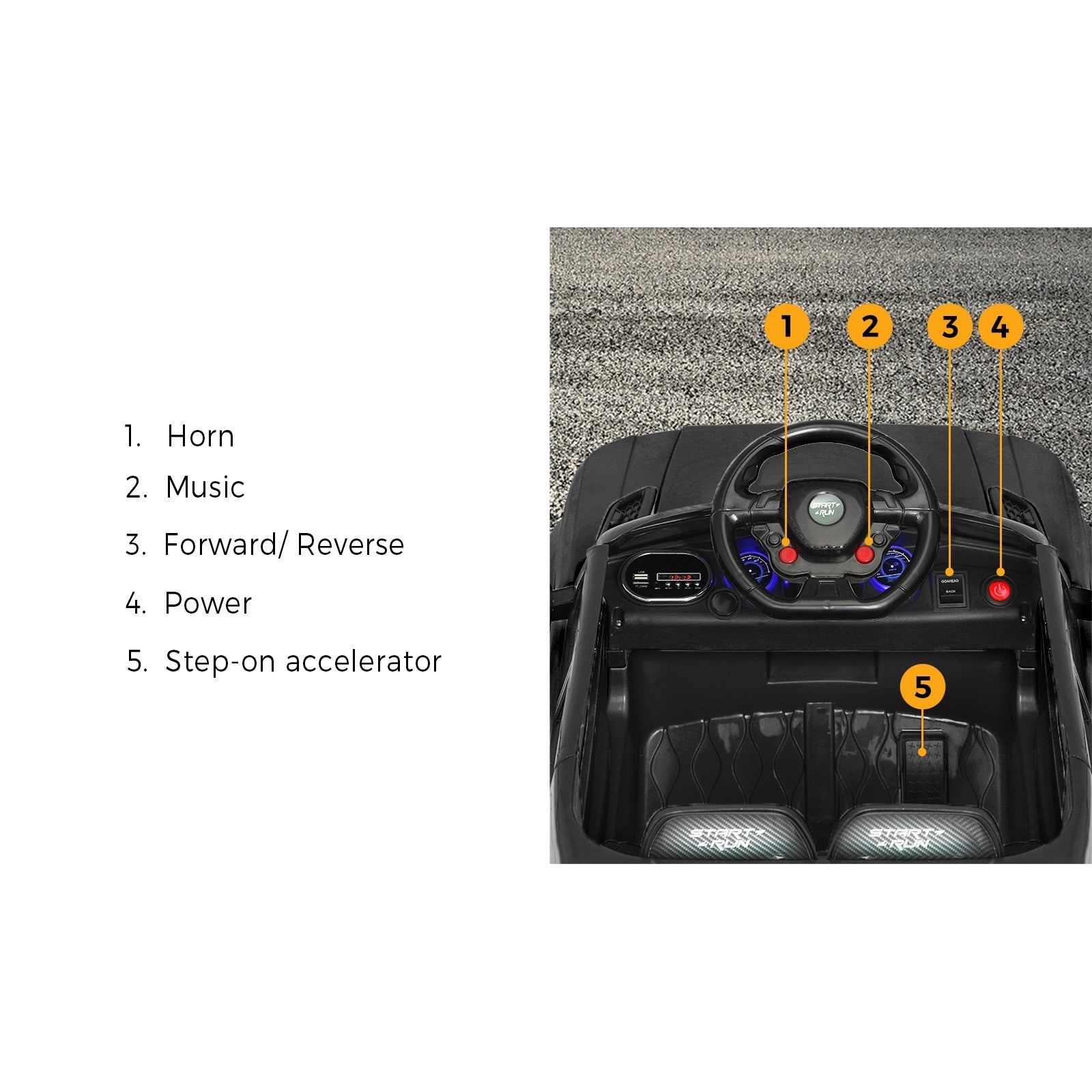 Mazam Ride On Car Electric Vehicle Toy Remote Cars Kids Gift MP3 LED light 12V - Sunyee