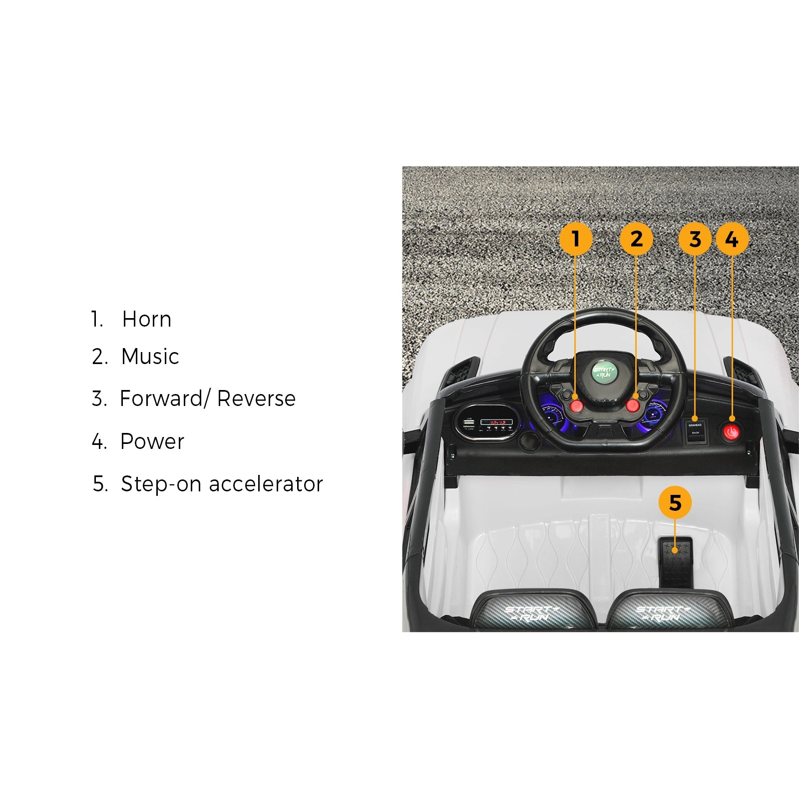 Mazam Kids Ride On Car 12V Electric Remote Vehicle Toy Cars Gift MP3 LED light - Sunyee