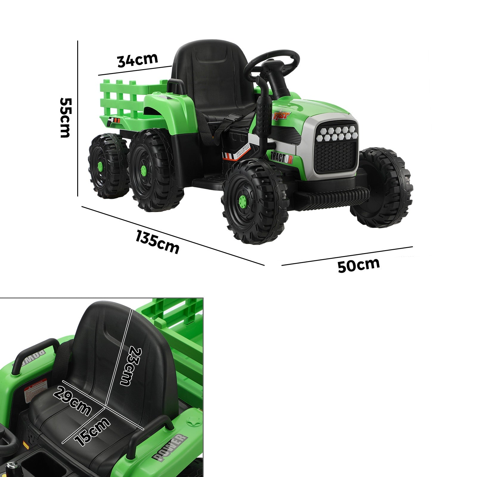 Mazam Kids Ride On Car Tractor 12V Electric Battery Toy Remote Control Green - Sunyee