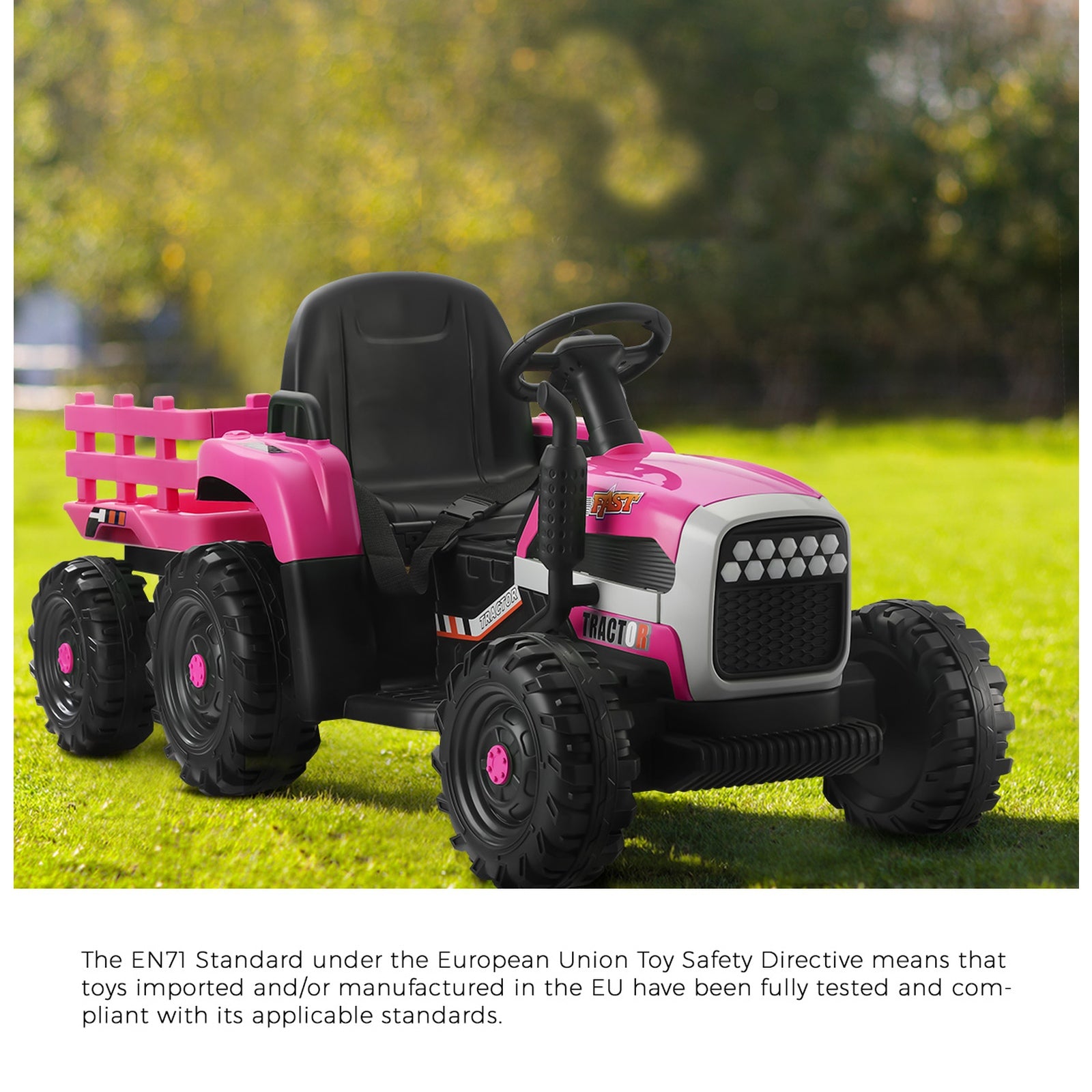 Mazam Kids Ride On Car Tractor 12V Electric Battery Toy Remote Control Cars Pink - Sunyee