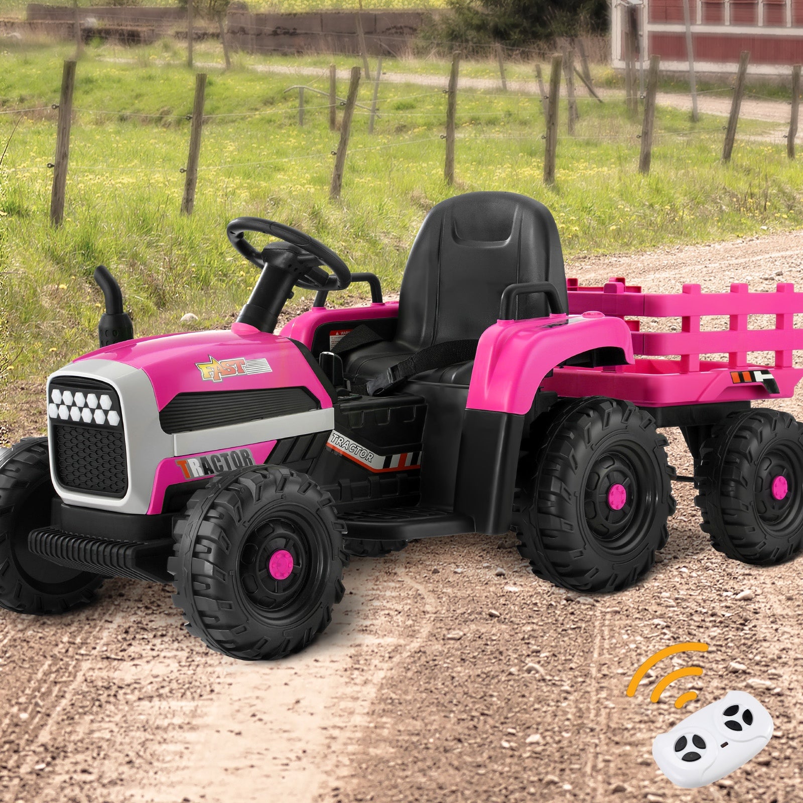Mazam Kids Ride On Car Tractor 12V Electric Battery Toy Remote Control Cars Pink - Sunyee