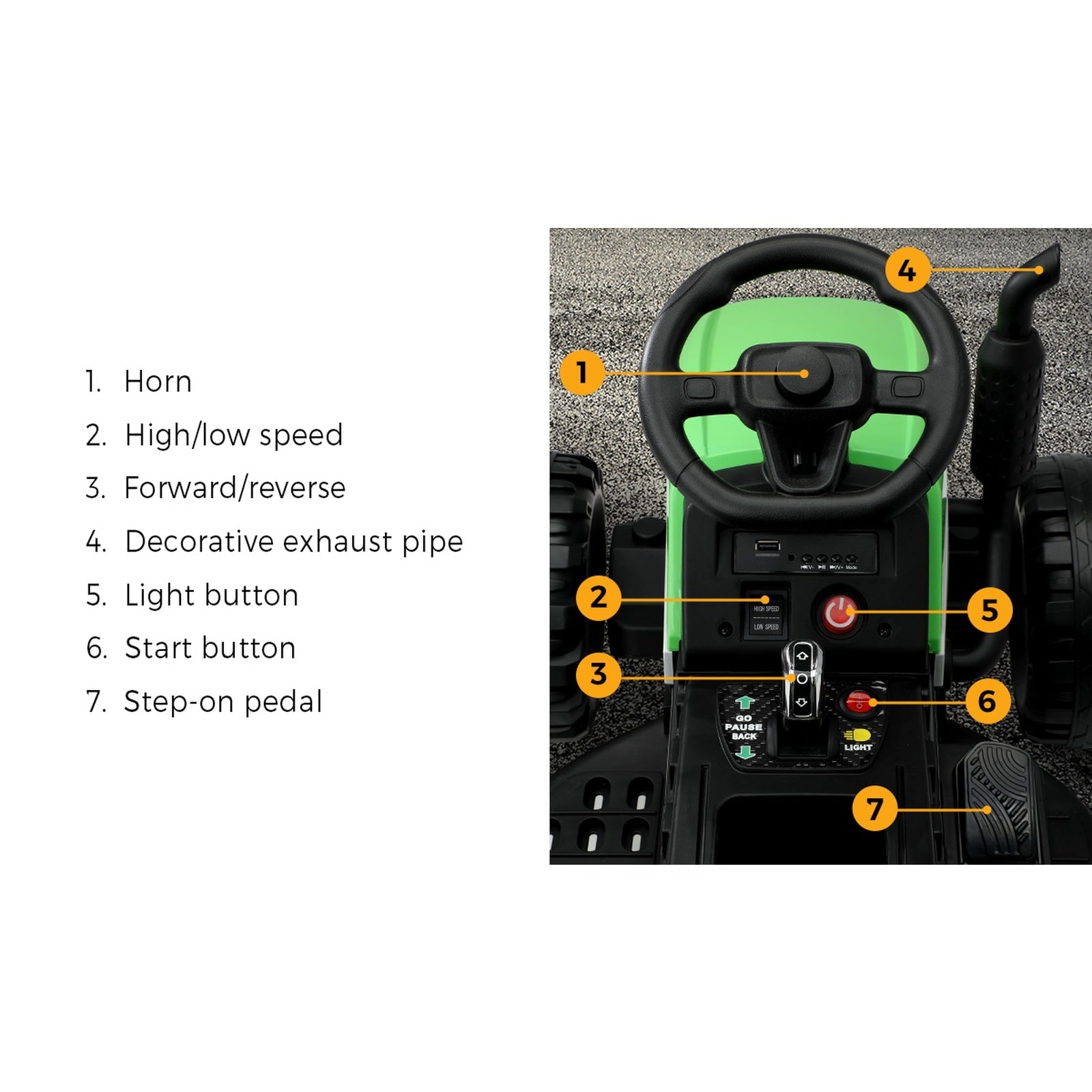 Mazam Kids Ride On Car Tractor 12V Electric Battery Toy Remote Control Toddler - Sunyee