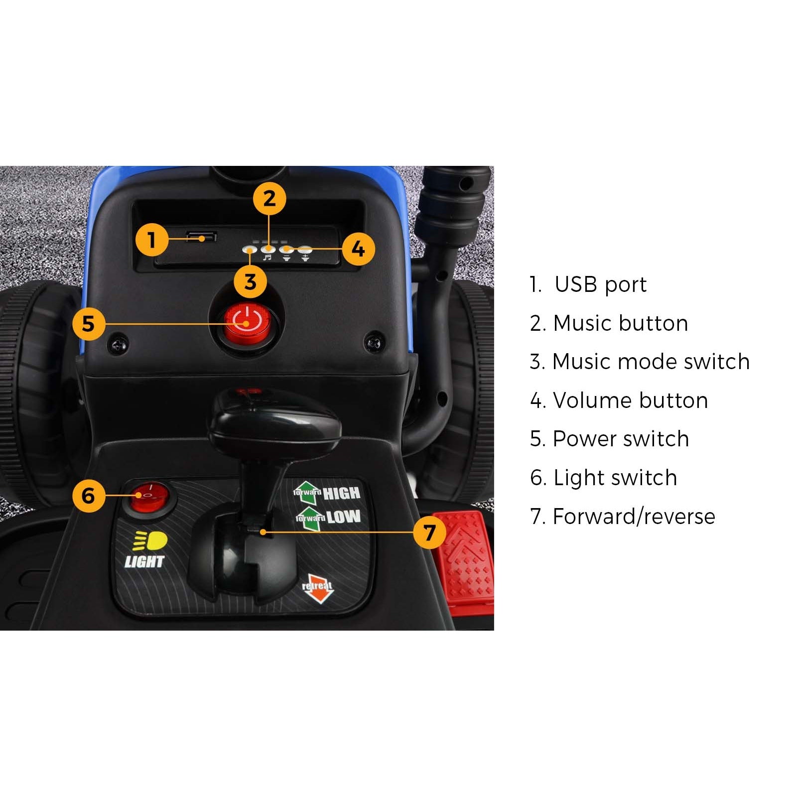 Mazam Kids Ride On Tractor W/ Trailer 12V Electric Vehicle Toys Gift Bluetooth - Sunyee