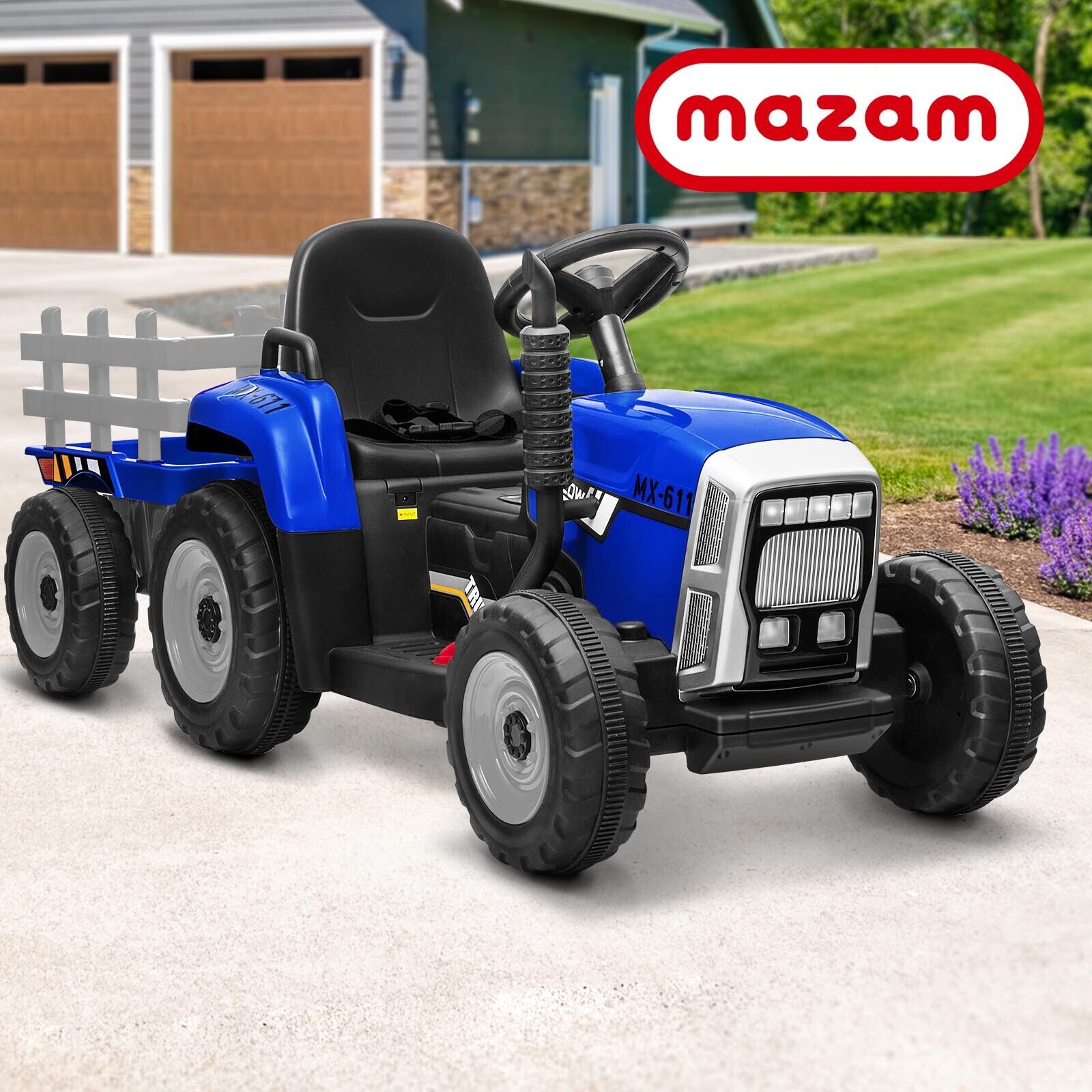 Mazam Kids Ride On Tractor W/ Trailer 12V Electric Vehicle Toys Gift Bluetooth - Sunyee