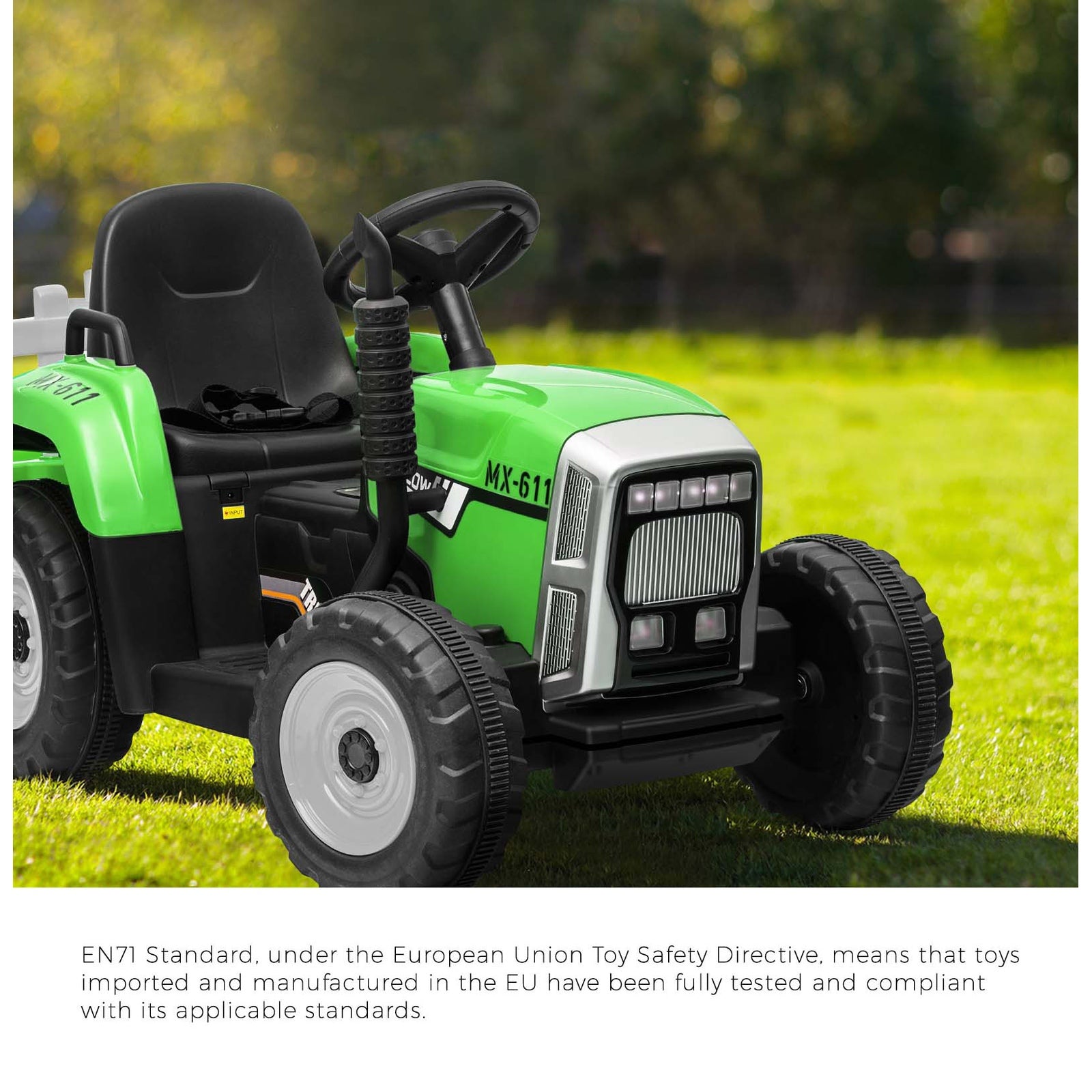 Mazam Ride On Tractor 12V Kids Electric Vehicle Toy Cars W/ Trailer Child Gift - Sunyee