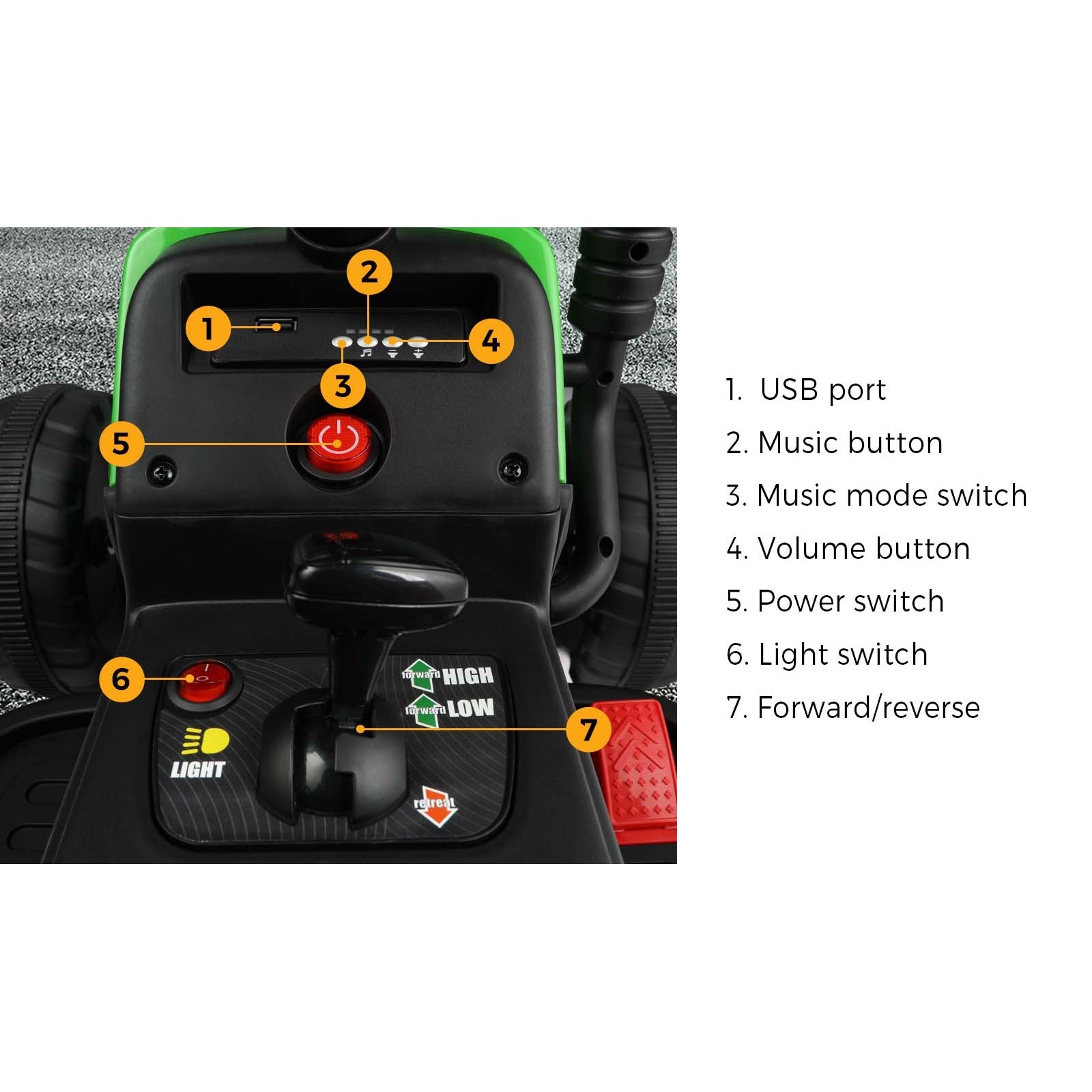 Mazam Ride On Tractor 12V Kids Electric Vehicle Toy Cars W/ Trailer Child Gift - Sunyee