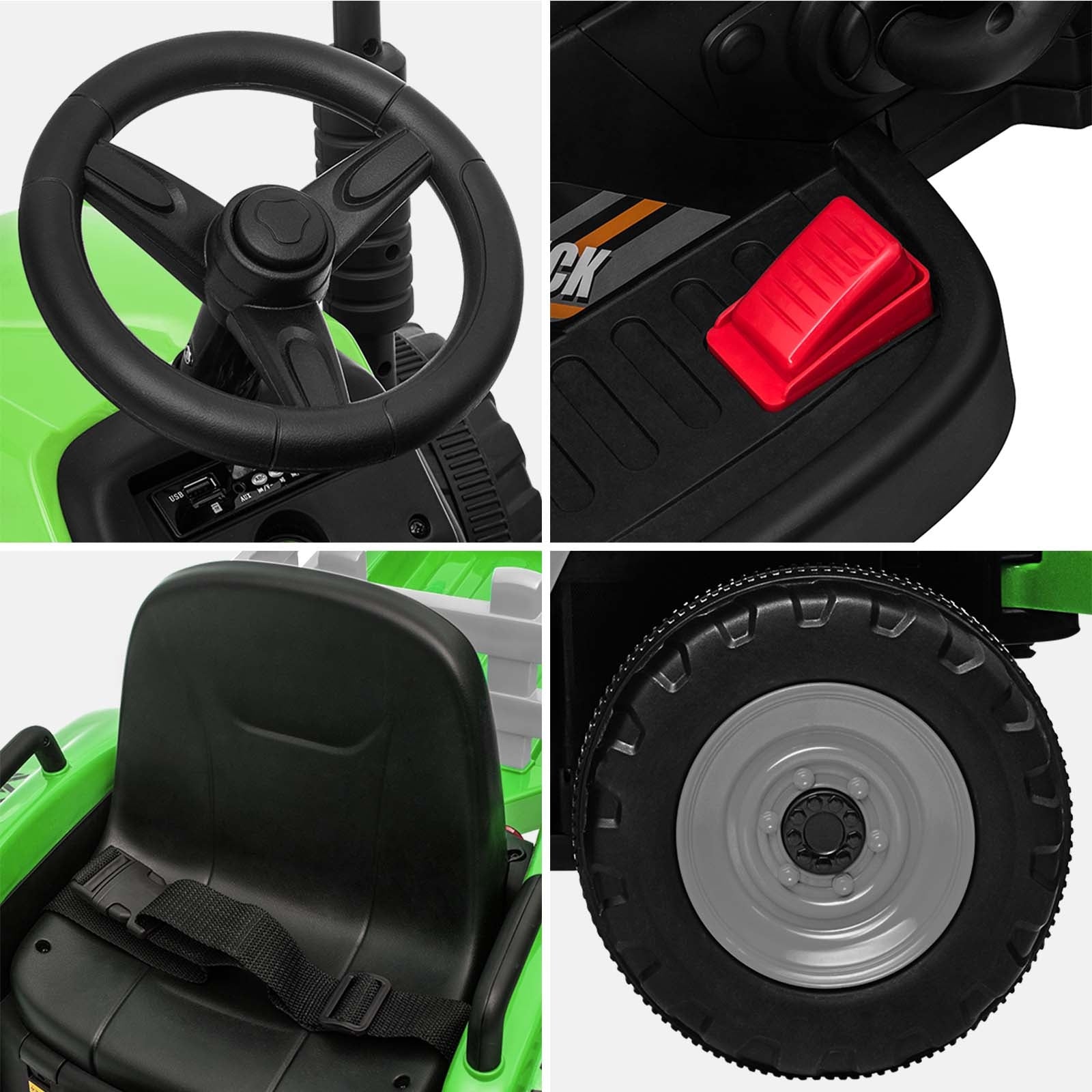 Mazam Ride On Tractor 12V Kids Electric Vehicle Toy Cars W/ Trailer Child Gift - Sunyee