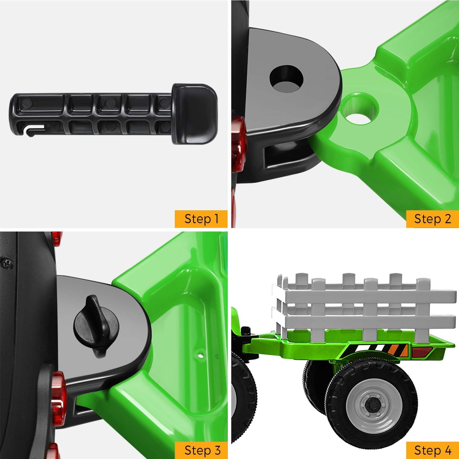 Mazam Ride On Tractor 12V Kids Electric Vehicle Toy Cars W/ Trailer Child Gift - Sunyee