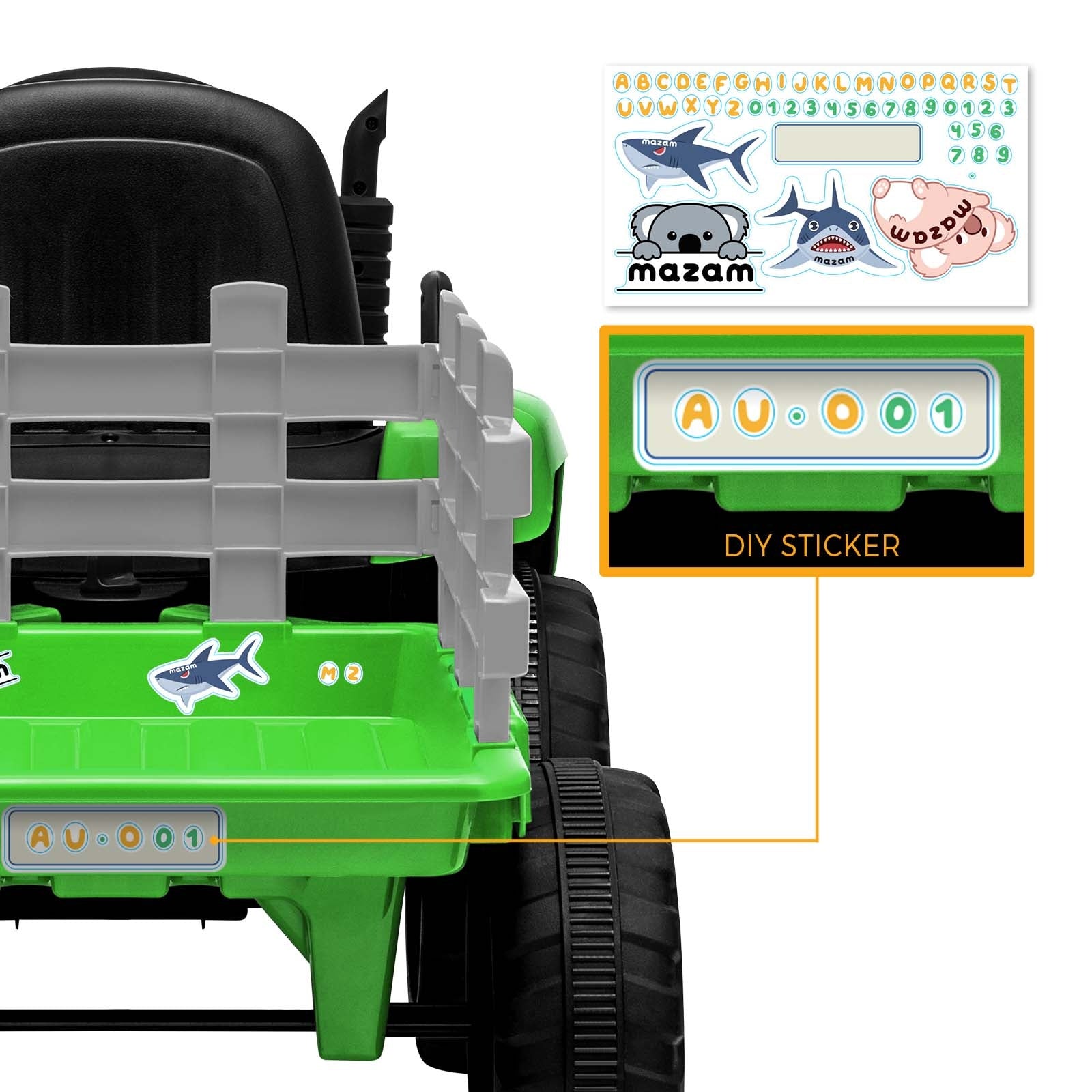 Mazam Ride On Tractor 12V Kids Electric Vehicle Toy Cars W/ Trailer Child Gift - Sunyee