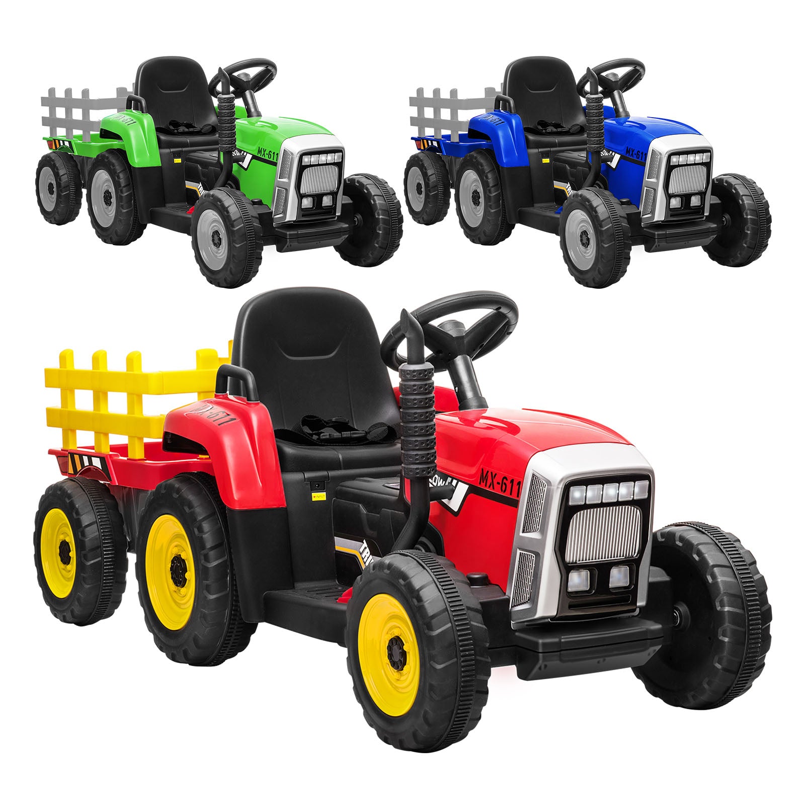 Mazam Kids Ride On Tractor W/ Trailer Electric Vehicle Toy Car Toddlers Gift - Sunyee
