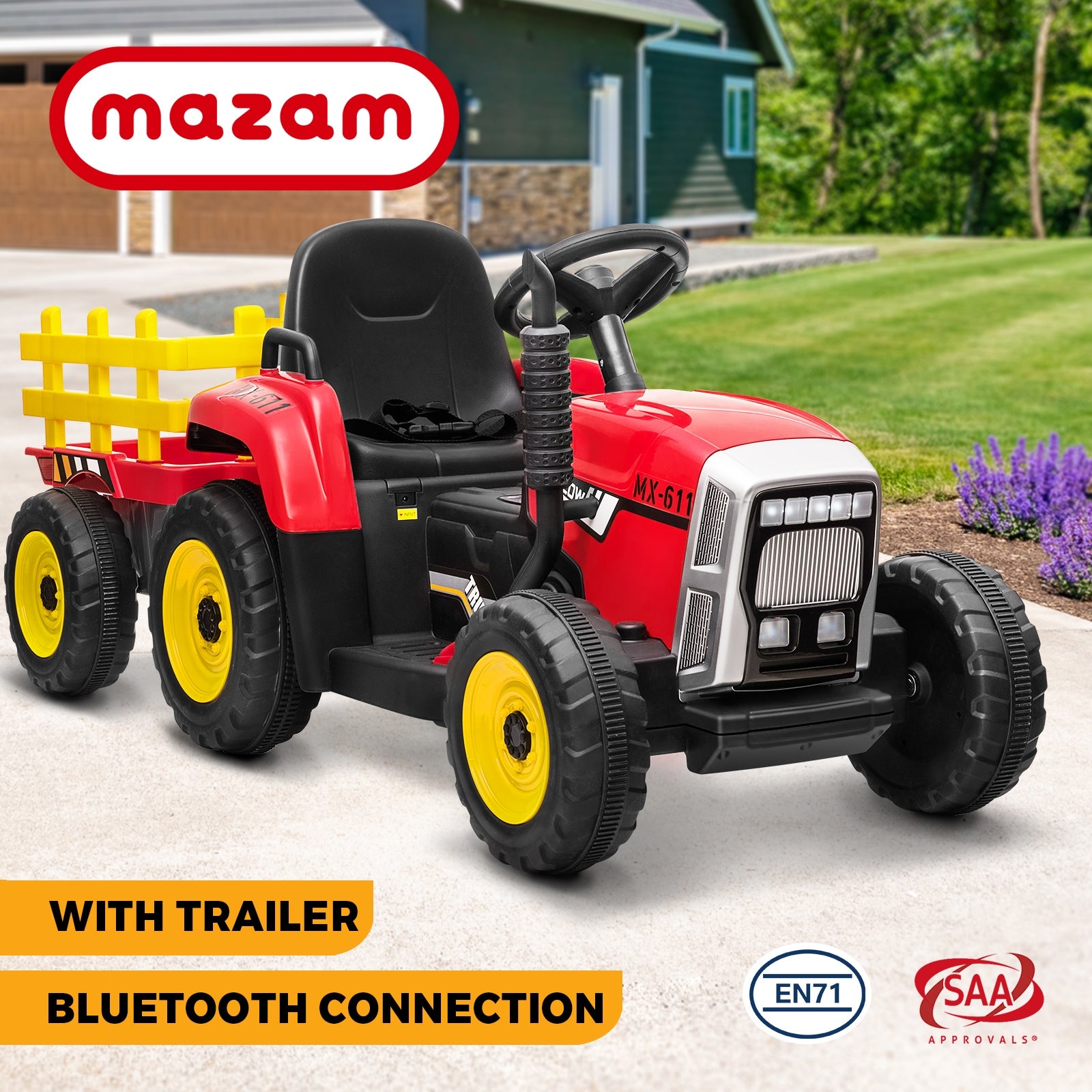Mazam Kids Ride On Tractor W/ Trailer Electric Vehicle Toy Car Toddlers Gift - Sunyee