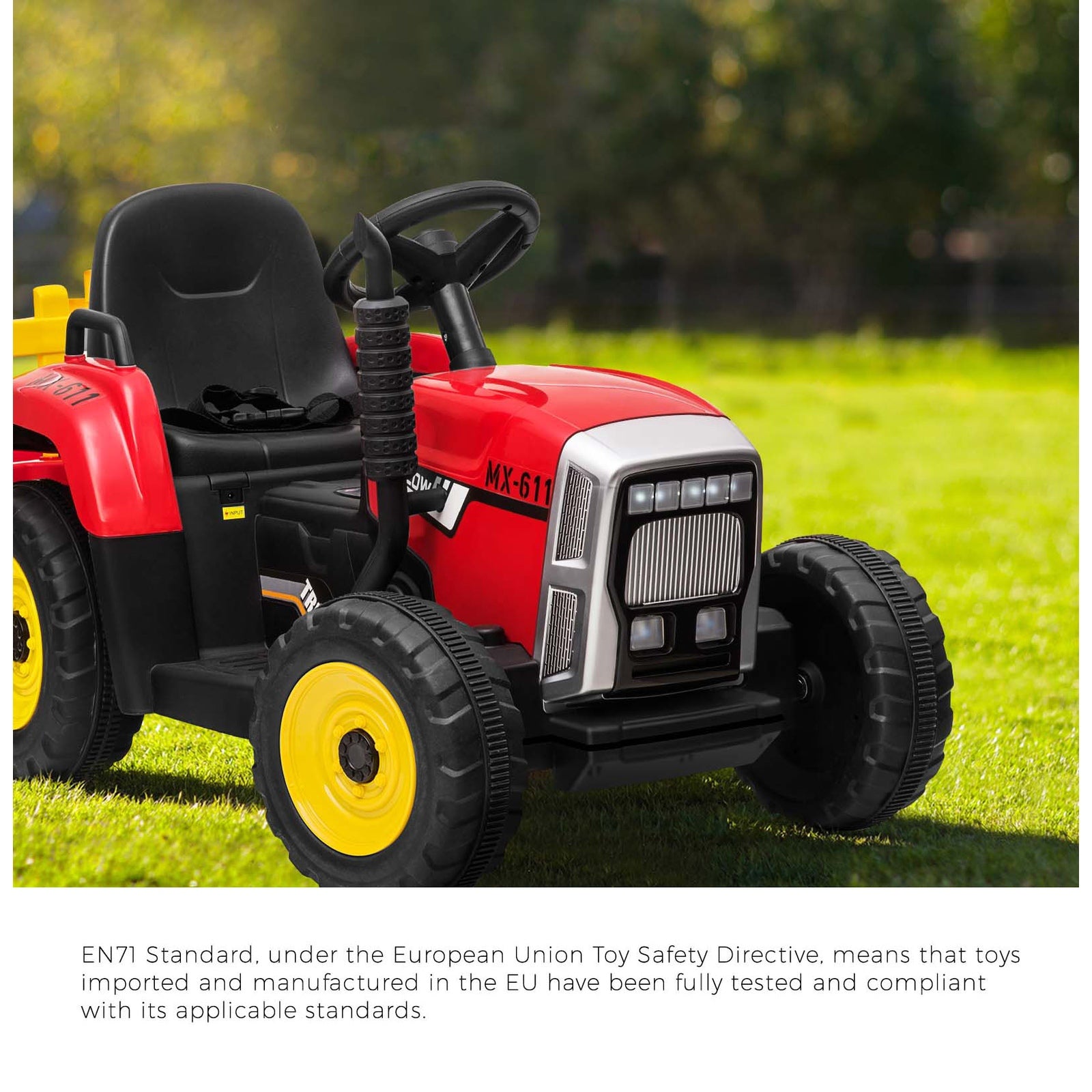 Mazam Kids Ride On Tractor W/ Trailer Electric Vehicle Toy Car Bluetooth Gift - Sunyee