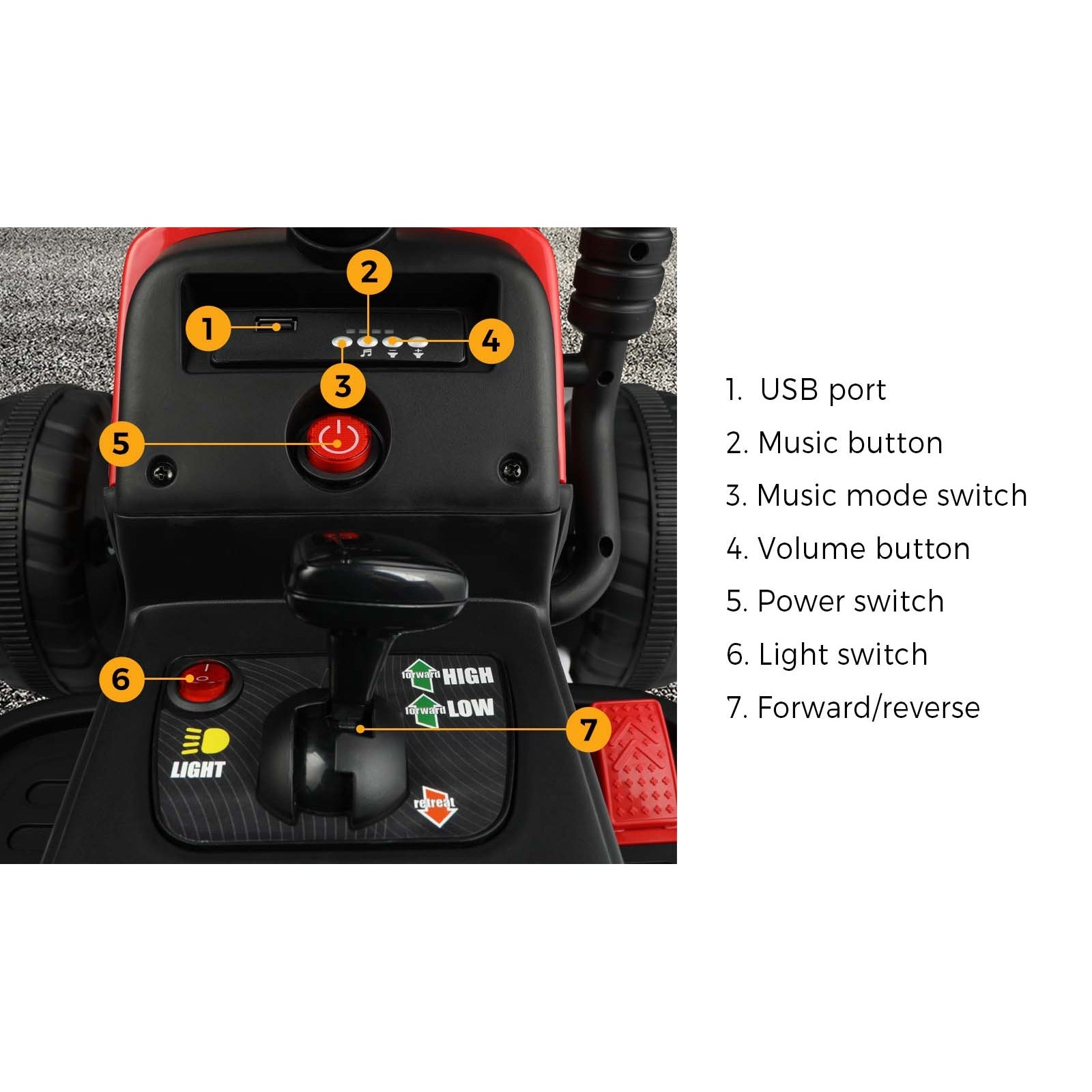 Mazam Kids Ride On Tractor W/ Trailer Electric Vehicle Toy Car Bluetooth Gift - Sunyee