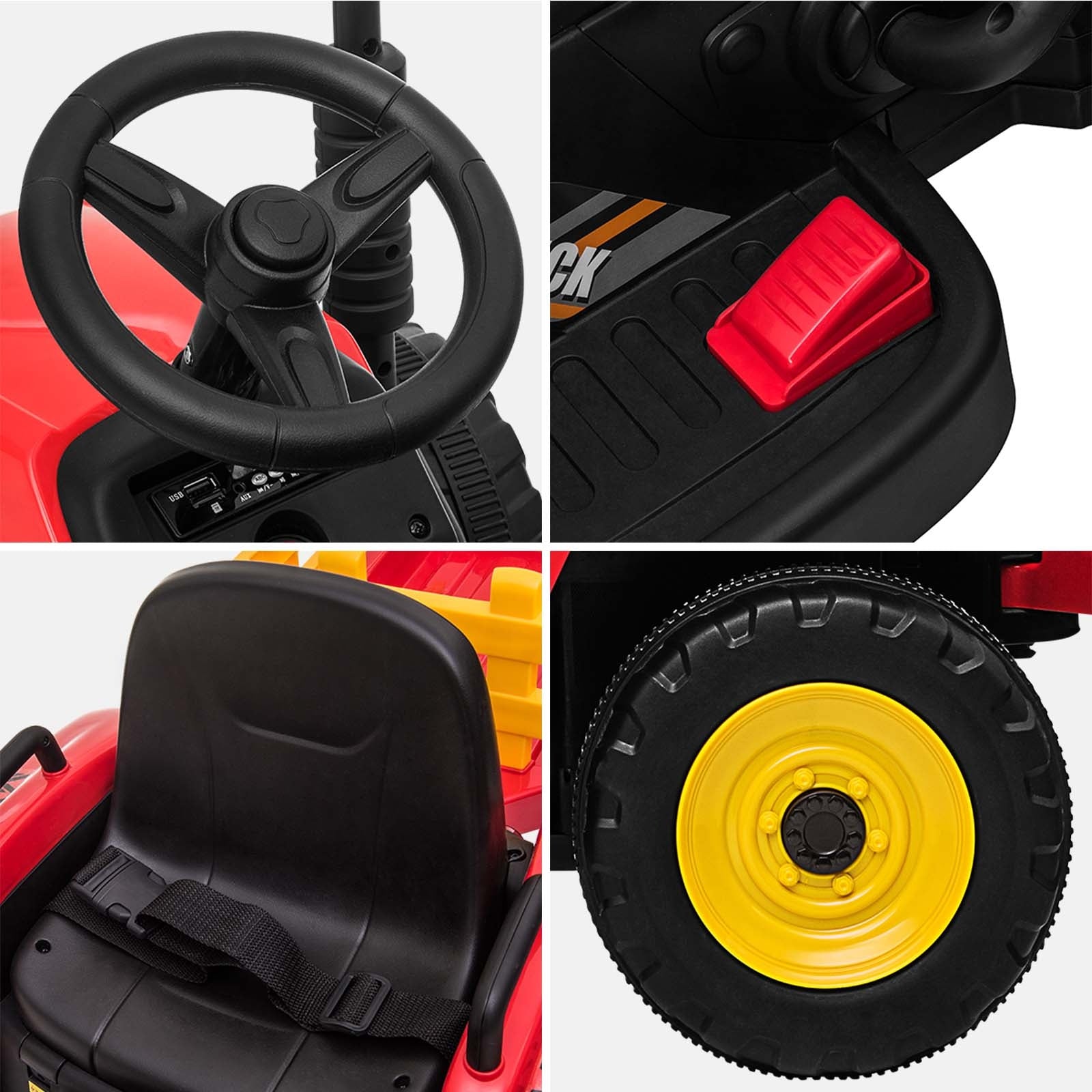 Mazam Kids Ride On Tractor W/ Trailer Electric Vehicle Toy Car Bluetooth Gift - Sunyee