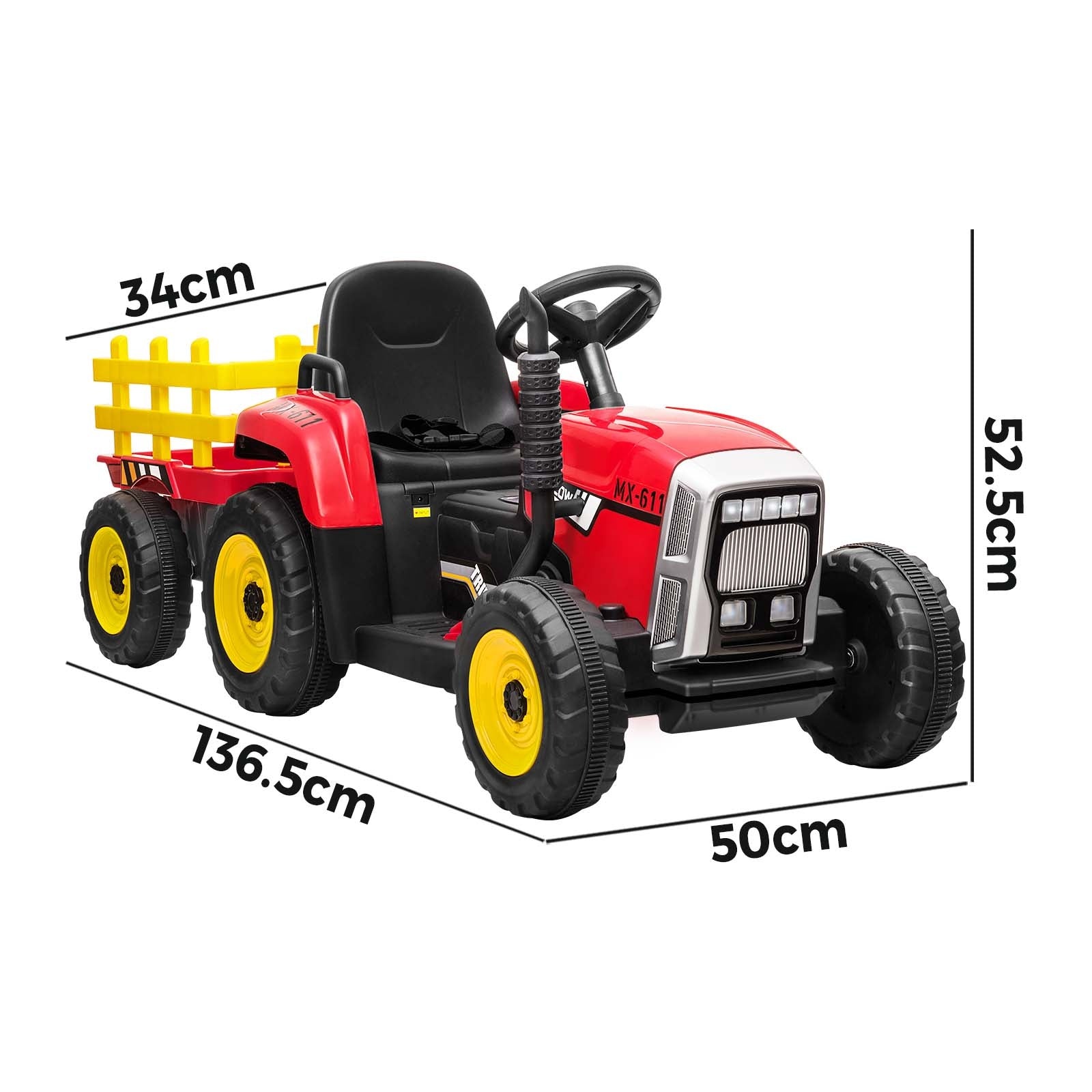 Mazam Kids Ride On Tractor W/ Trailer Electric Vehicle Toy Car Bluetooth Gift - Sunyee