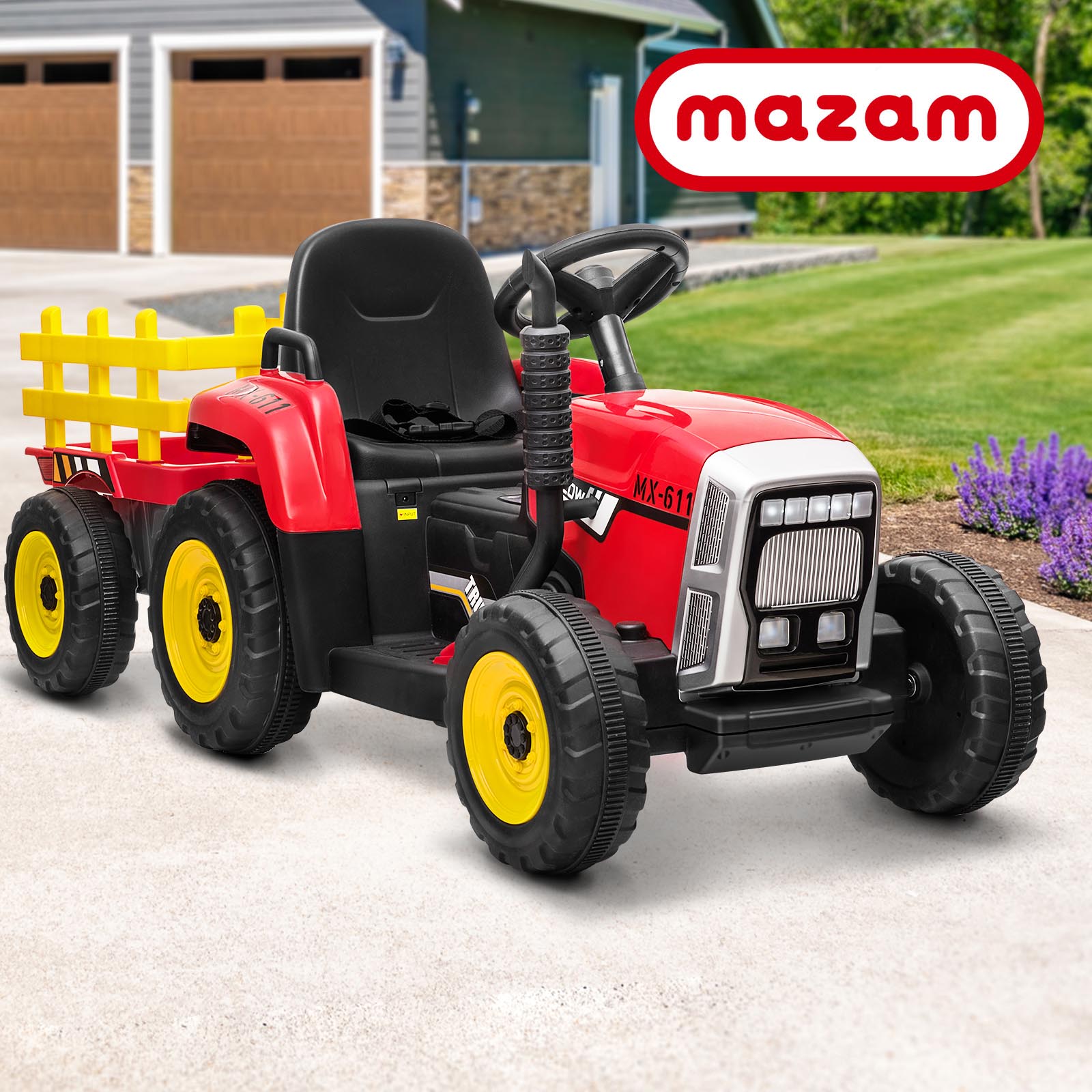 Mazam Kids Ride On Tractor W/ Trailer Electric Vehicle Toy Car Bluetooth Gift - Sunyee