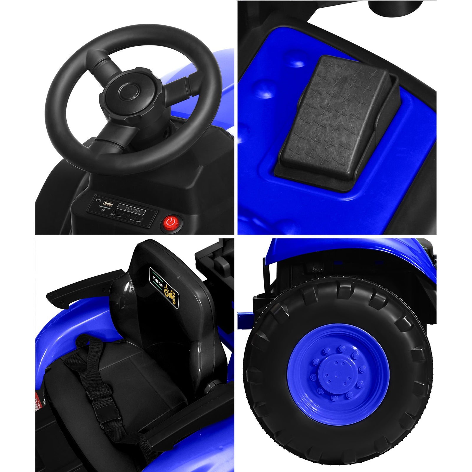 Mazam Ride On Car Tractor W/ Trailer Kids 12V Remote Electric Vehicle Toddlers - Sunyee