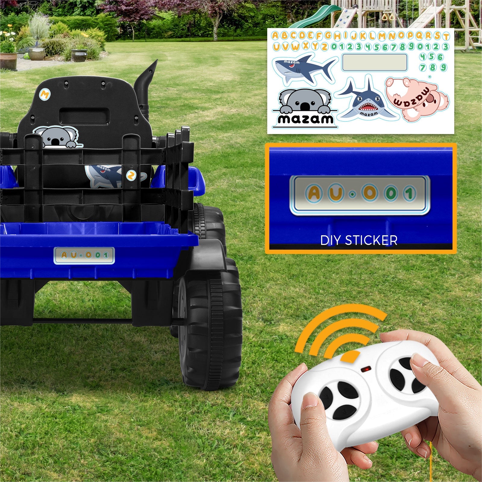 Mazam Ride On Car Tractor W/ Trailer Kids 12V Remote Electric Vehicle Toddlers - Sunyee