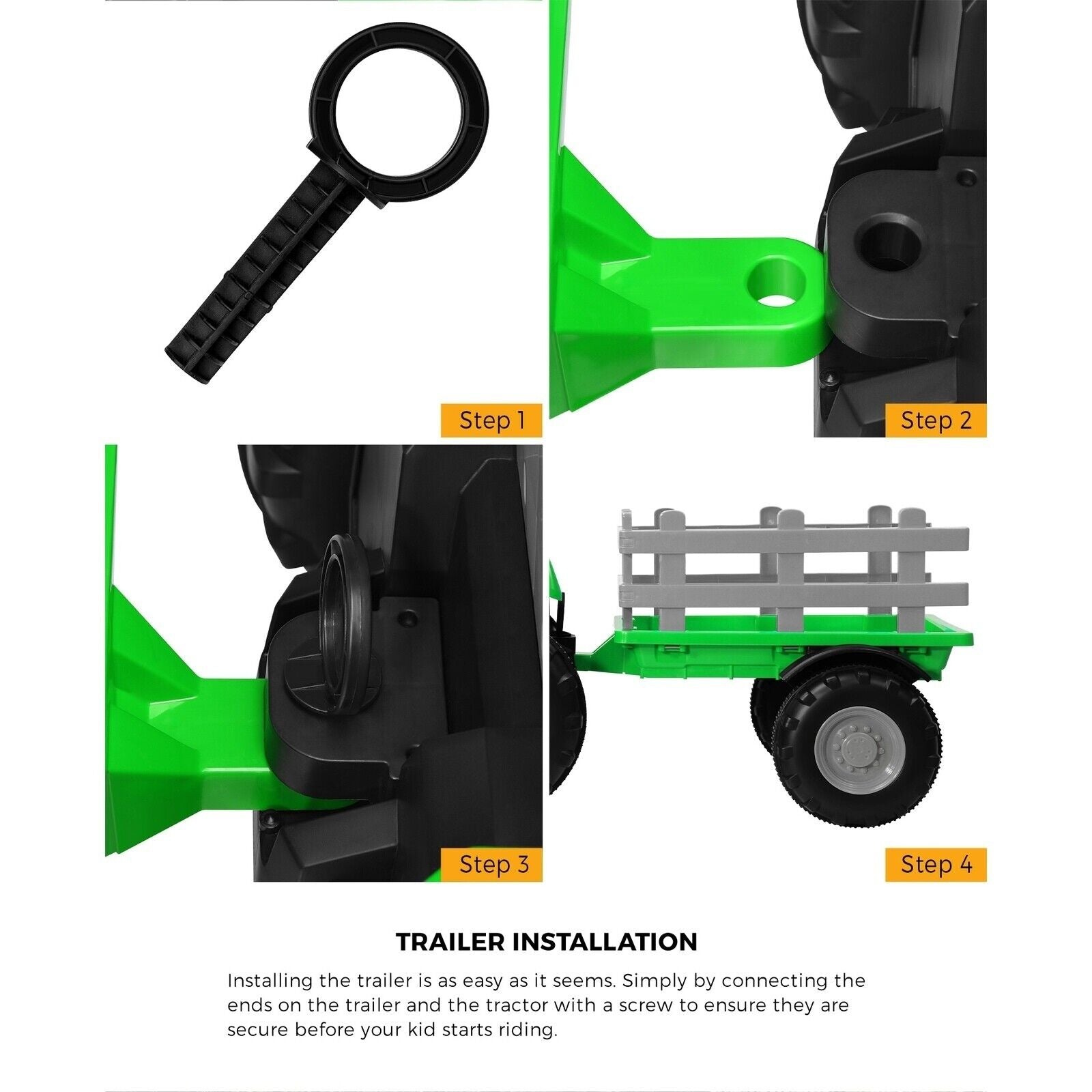 Mazam Kids Ride On Tractor Toy W/ Trailer Remote Battery Electric Operated Car - Sunyee