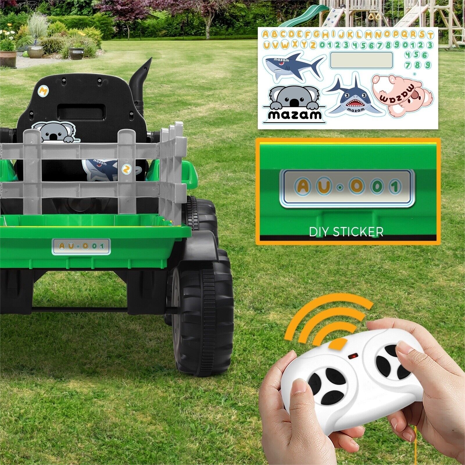 Mazam Kids Ride On Tractor Toy W/ Trailer Remote Battery Electric Operated Car - Sunyee