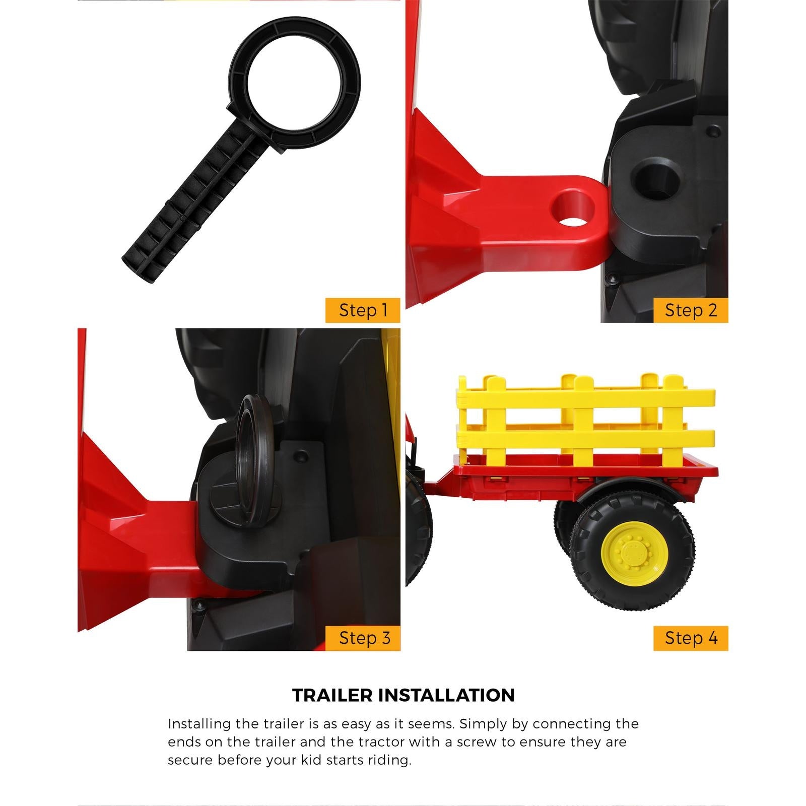 Mazam XL Ride On Tractor 12V Kids Electric Vehicle Toy Cars W/ Trailer Remote - Sunyee