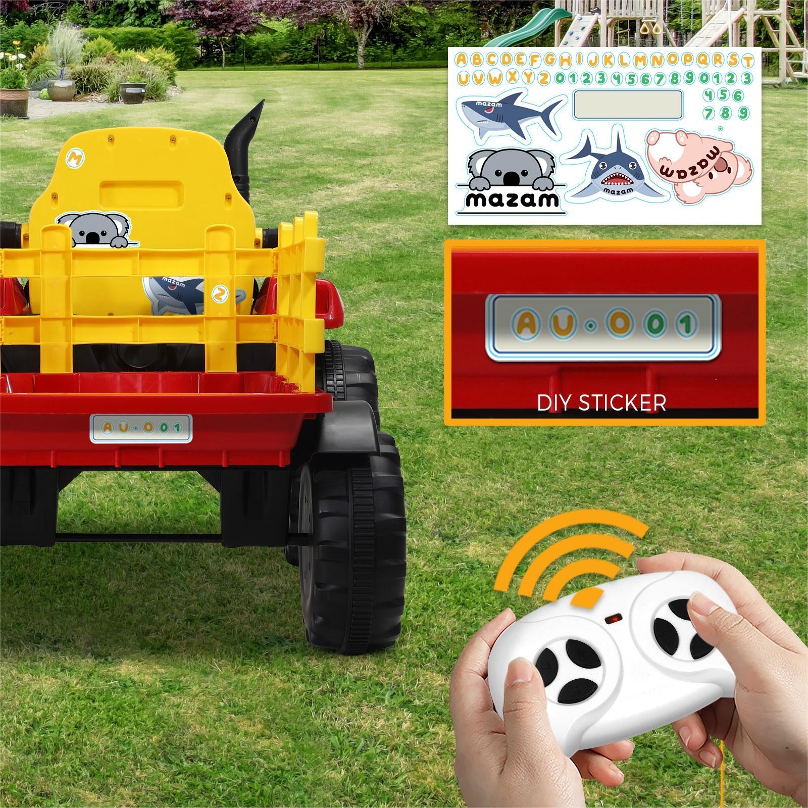 Mazam XL Ride On Tractor 12V Kids Electric Vehicle Toy Cars W/ Trailer Remote - Sunyee