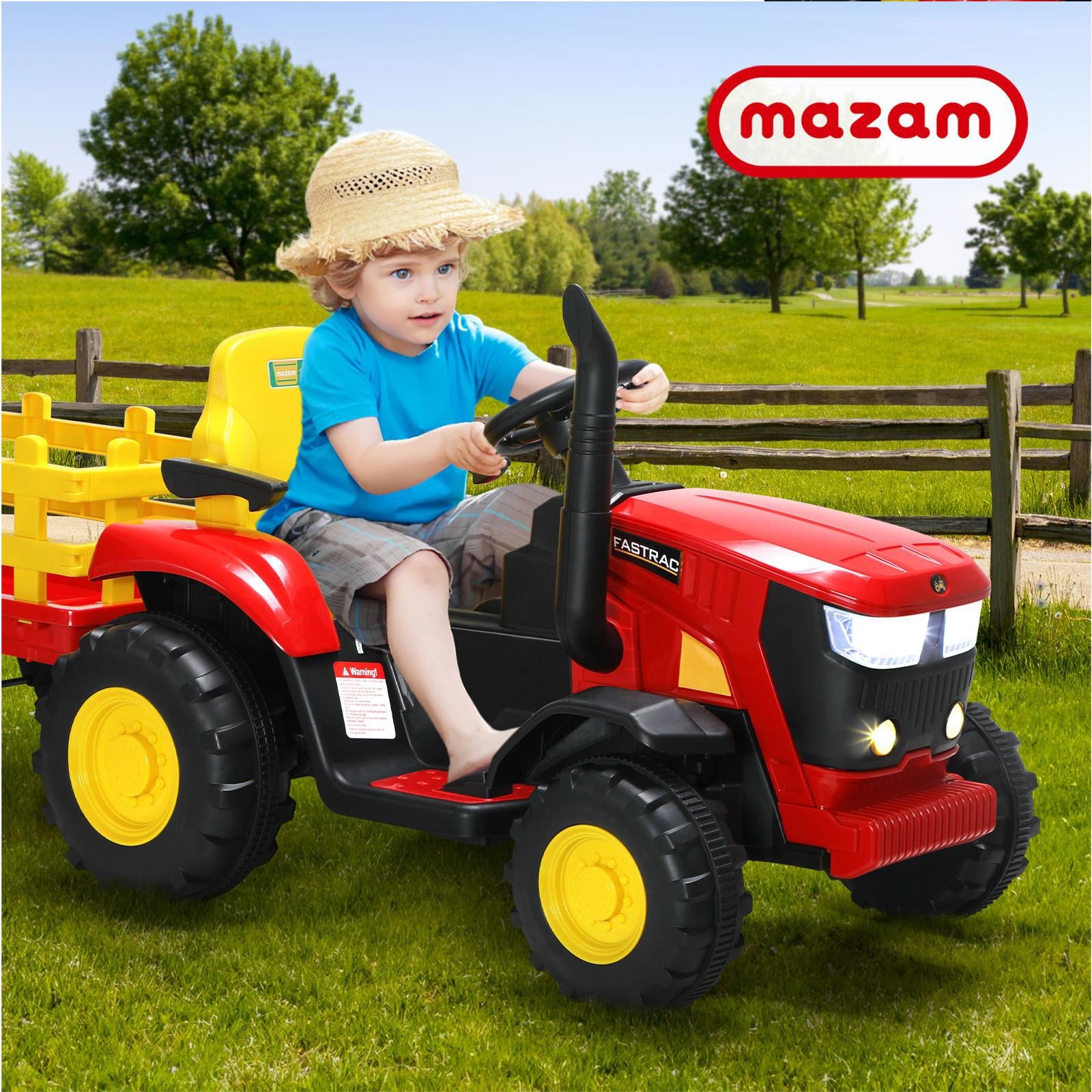 Mazam XL Ride On Tractor 12V Kids Electric Vehicle Toy Cars W/ Trailer Remote - Sunyee