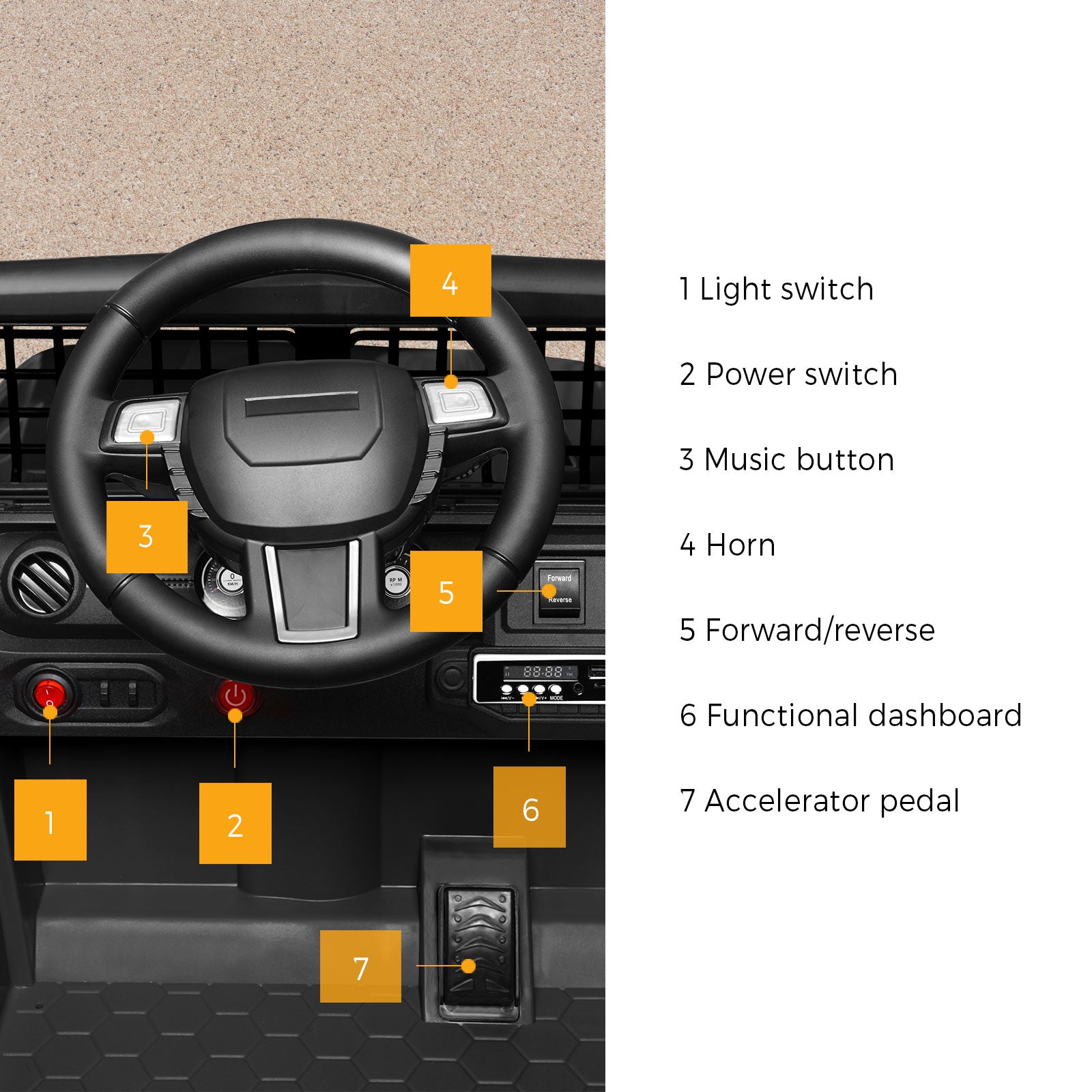Mazam Kids Ride On Car 12V Electric Jeep Remote Vehicle Toy Cars Gift LED light - Sunyee