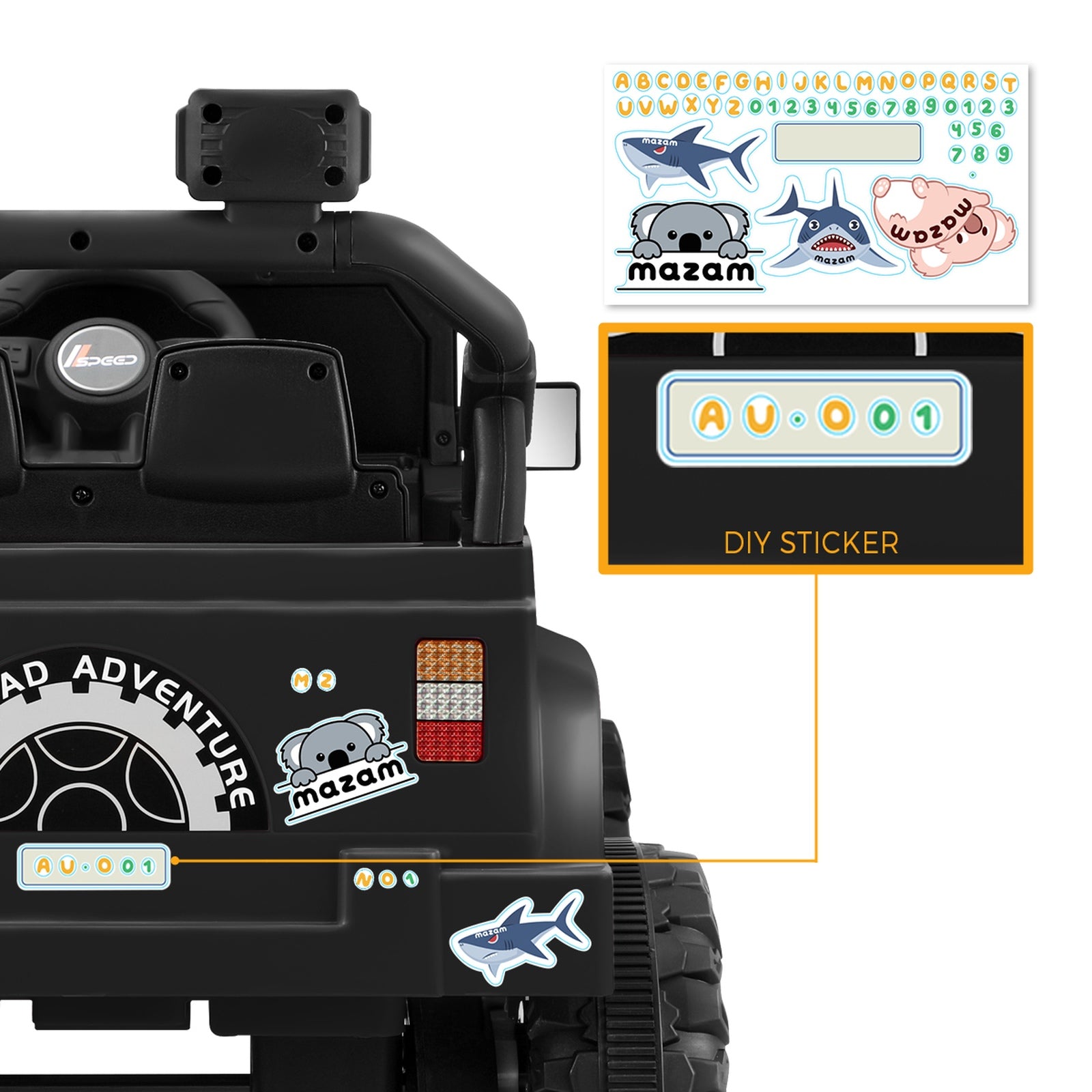 Mazam Kids Ride On Car Jeep 12V Electric Remote Control Toddler Toy Cars Black - Sunyee