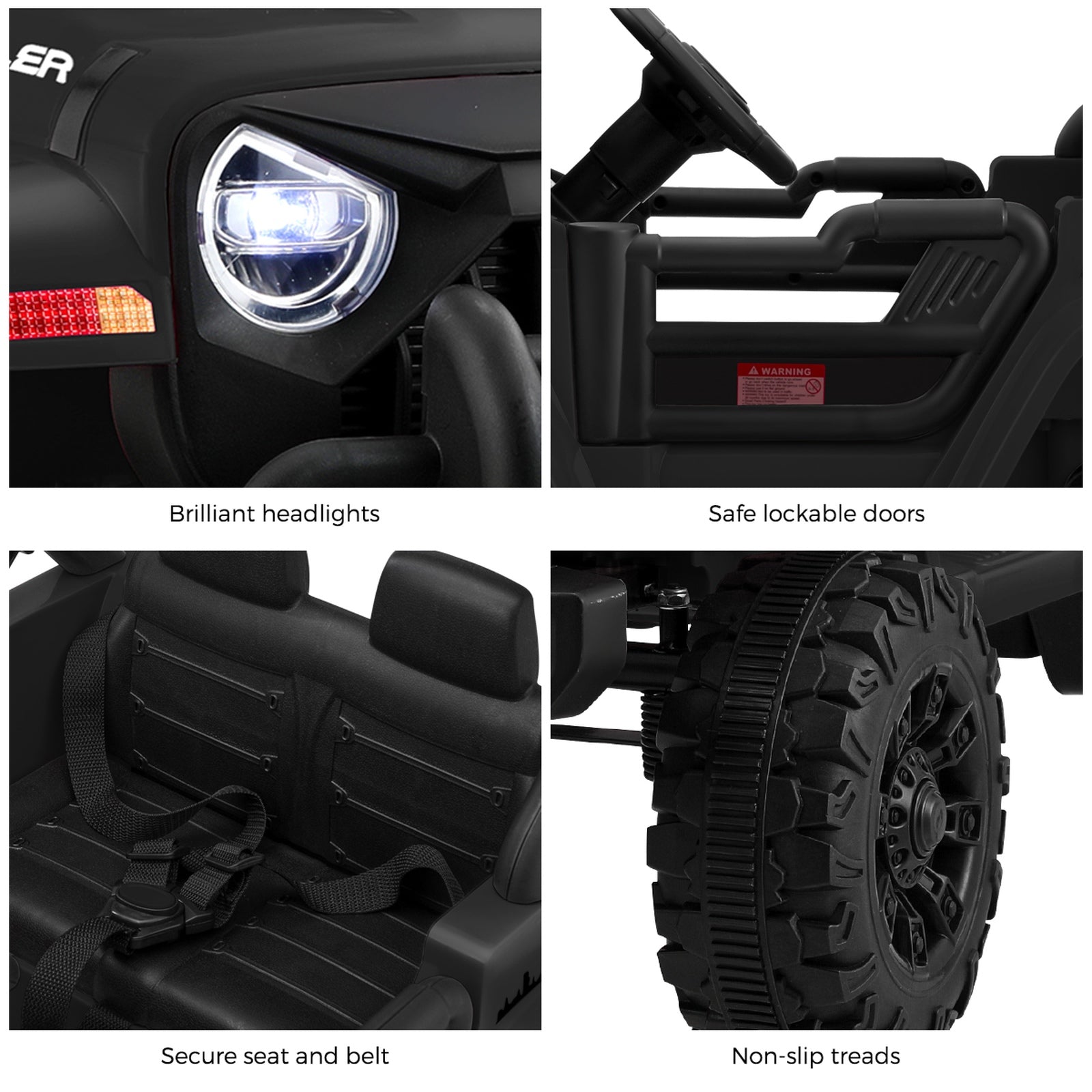 Mazam Kids Ride On Car Jeep 12V Electric Remote Control Toddler Toy Cars Black - Sunyee