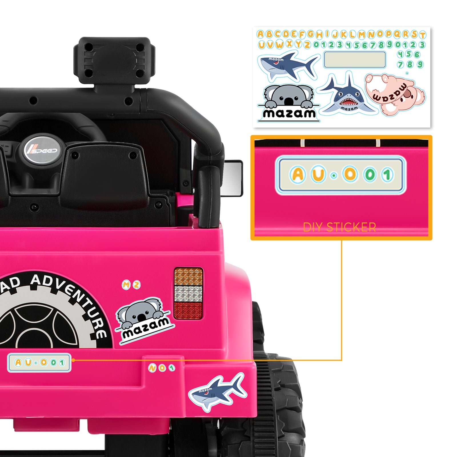 Mazam Kids Ride On Cars Remote Control 12V Electric Toy Jeep Horn Music Car Pink - Sunyee