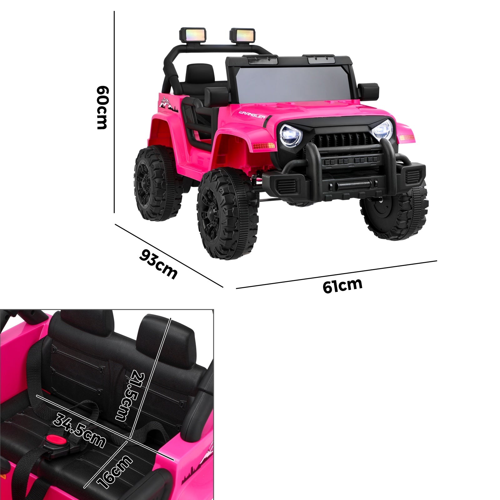 Mazam Kids Ride On Cars Remote Control 12V Electric Toy Jeep Horn Music Car Pink - Sunyee