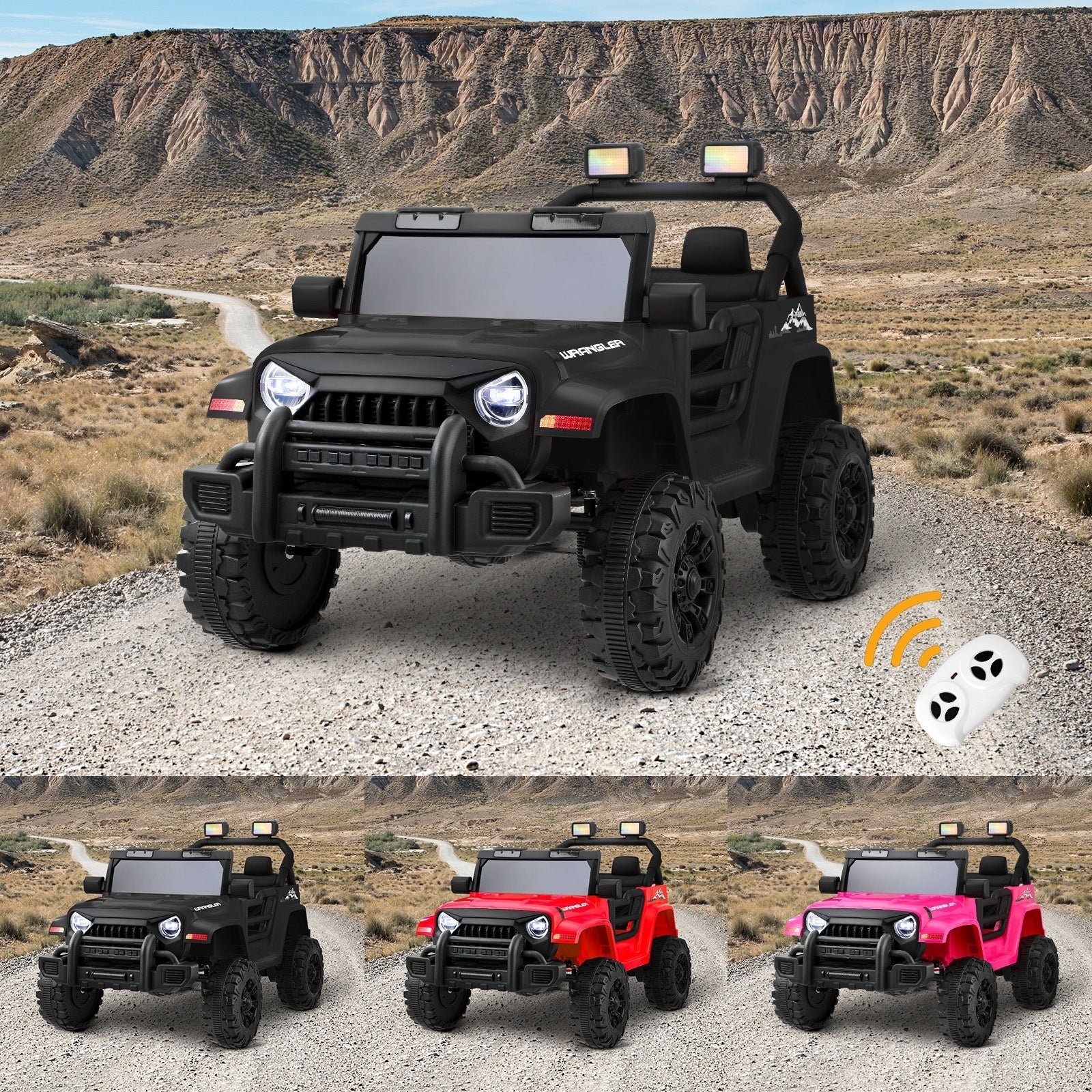 Mazam Kids Ride On Car Jeep 12V Electric Remote Control Toy Cars Gift Black Pink - Sunyee