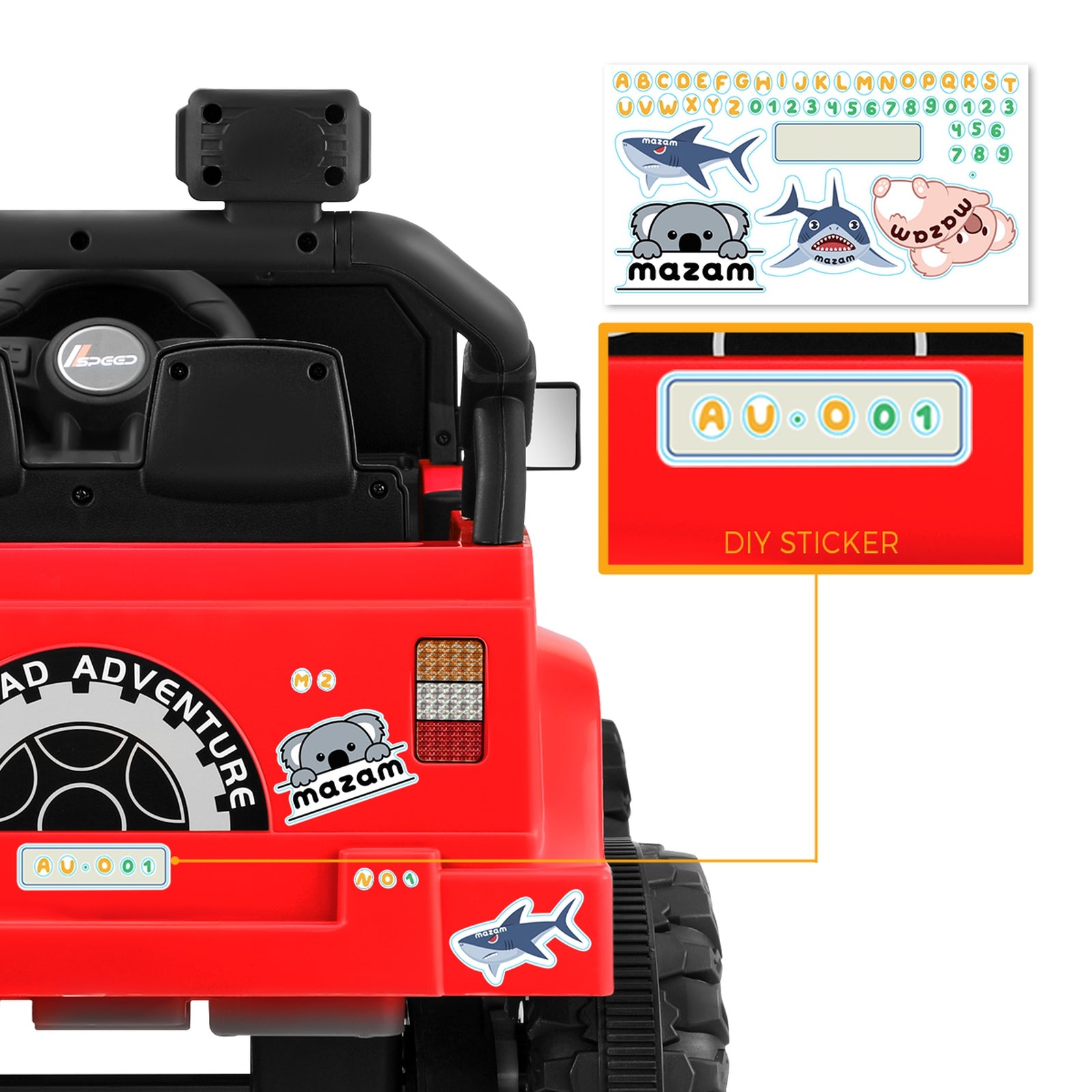 Mazam Kids Ride on Cars 12V Electric Toys Jeep Battery Remote Control LED Red - Sunyee