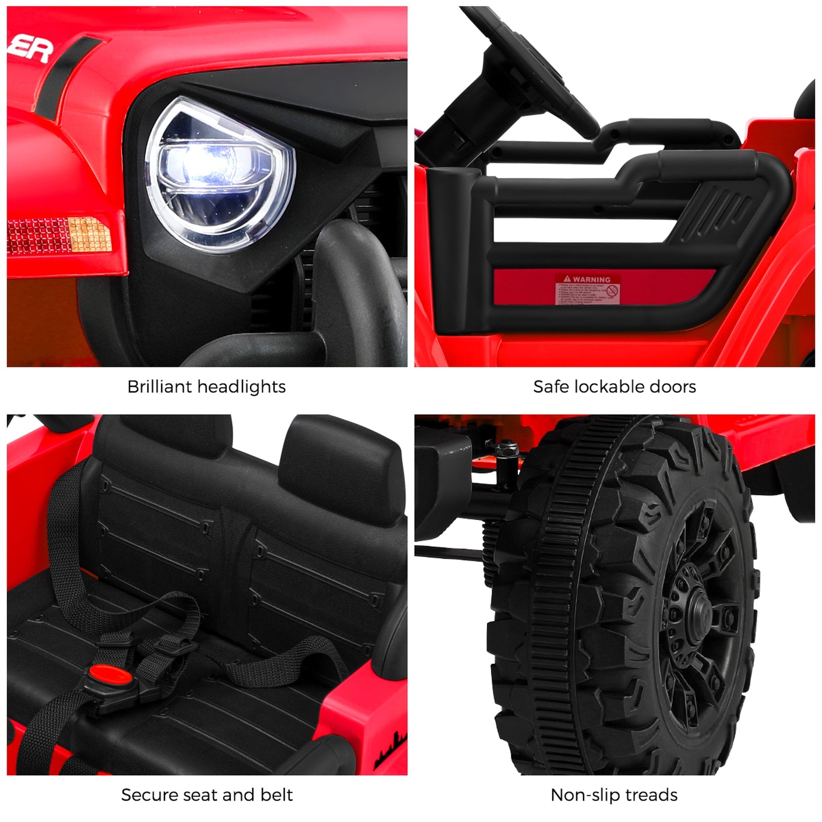 Mazam Kids Ride on Cars 12V Electric Toys Jeep Battery Remote Control LED Red - Sunyee