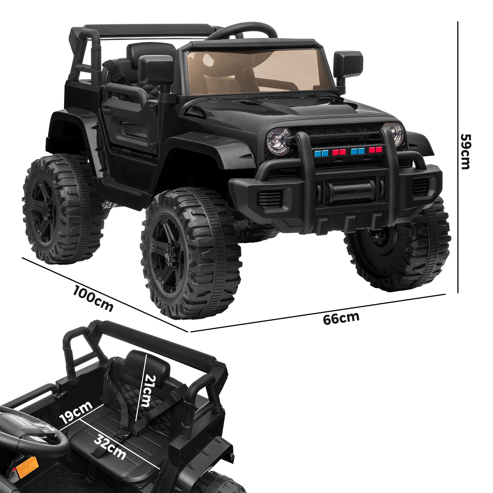 Mazam Ride On Car 12V Electric Jeep Remote Vehicle Kids Toy Cars Gift LED light - Sunyee