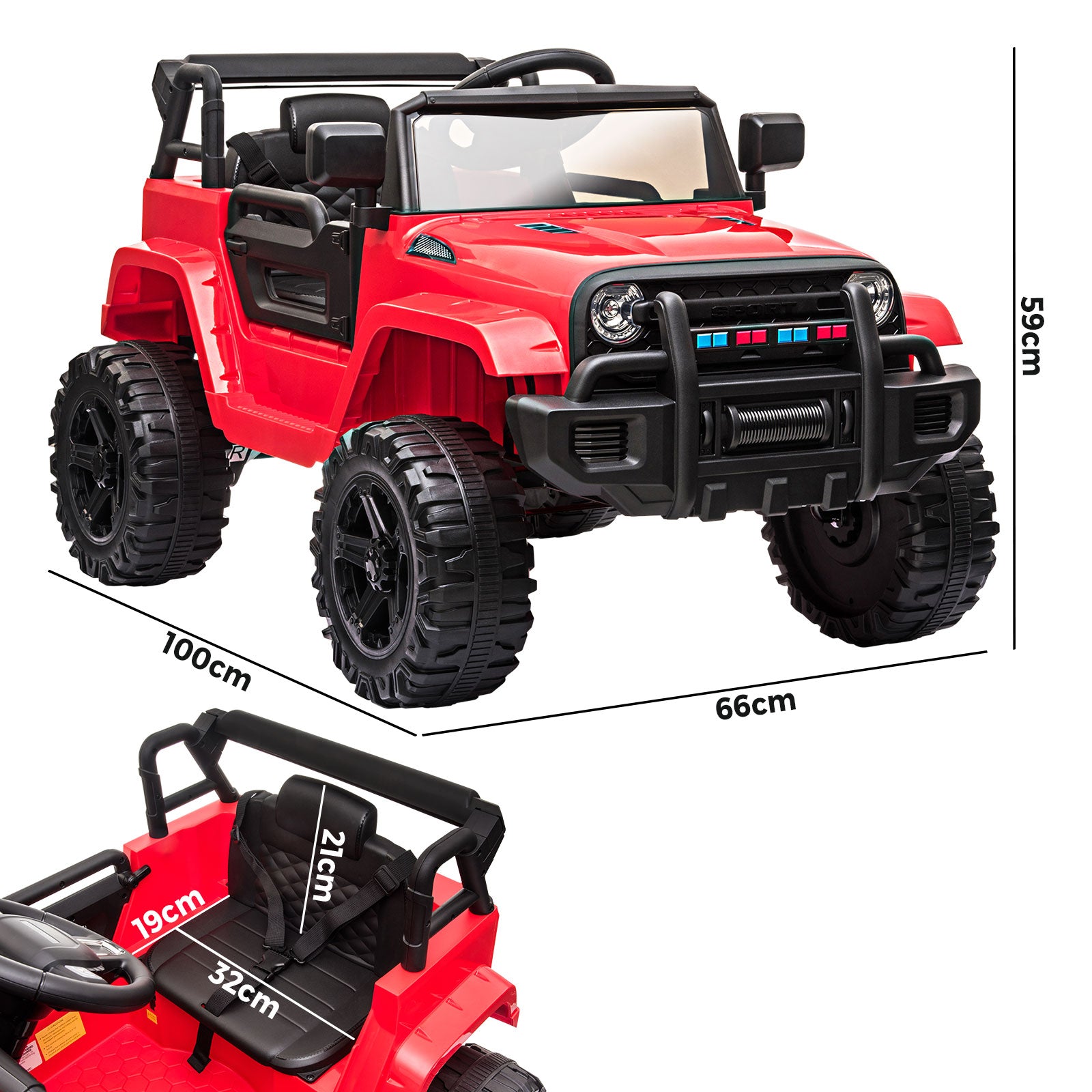 Mazam Ride On Car Electric Jeep Toy Remote Cars Kids Gift MP3 LED lights 12V - Sunyee
