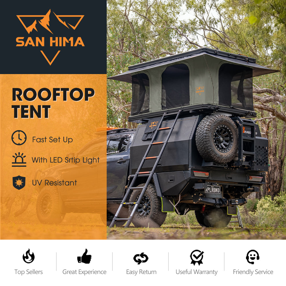 San Hima Gibb Rooftop Tent Hardshell With Ladder Outdoor Waterproof Camping 4WD - Sunyee