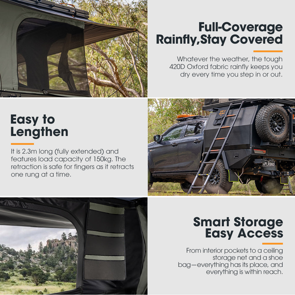 San Hima Gibb Rooftop Tent Hardshell With Ladder Outdoor Waterproof Camping 4WD - Sunyee