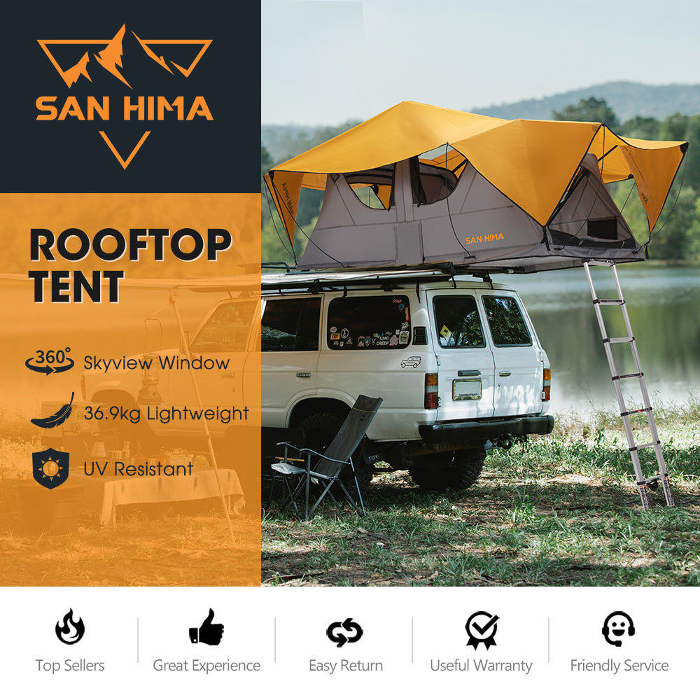 San Hima Alpine Roof Top Tent With Ladder Outdoor Camping Waterproof Car 4WD 4X4 - Sunyee