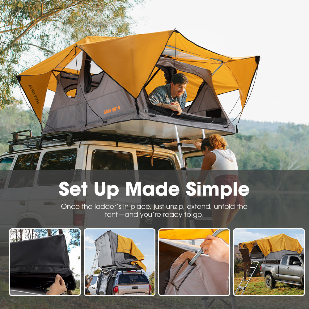 San Hima Alpine Roof Top Tent With Ladder Outdoor Camping Waterproof Car 4WD 4X4 - Sunyee