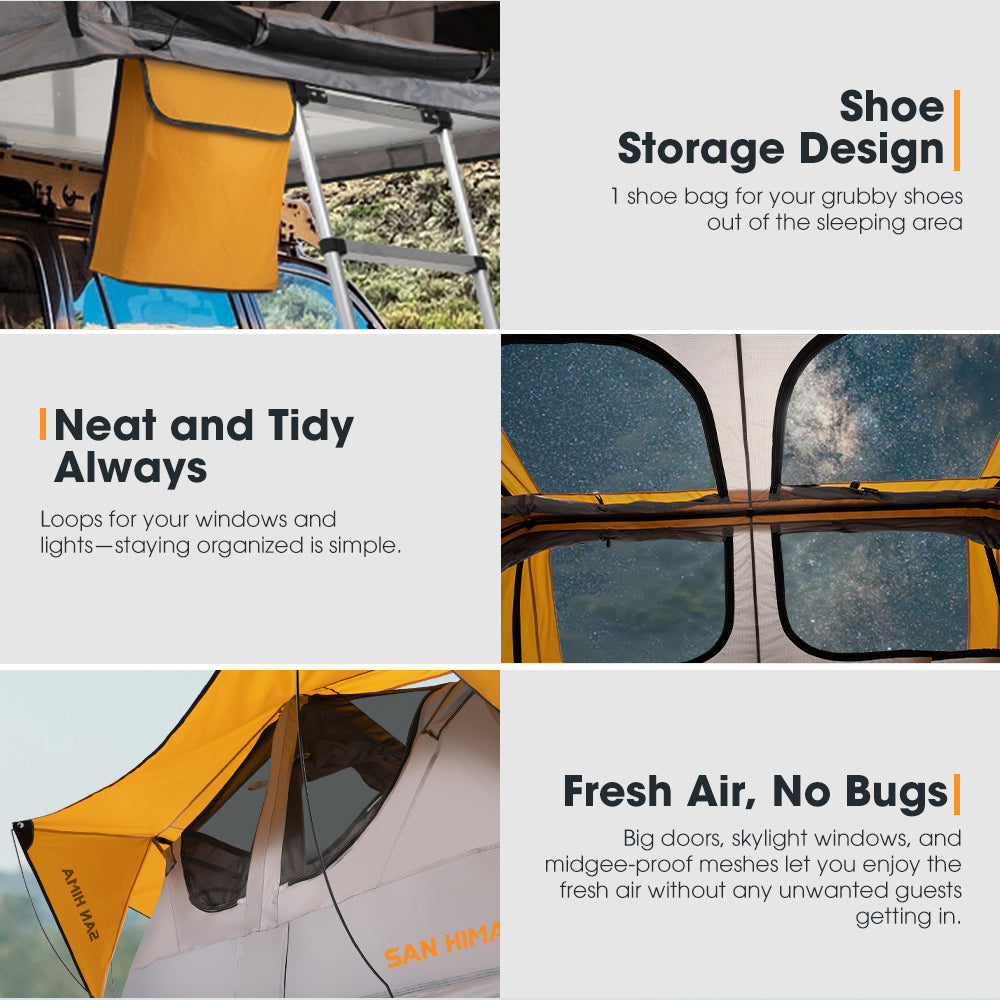 San Hima Alpine Roof Top Tent With Ladder Outdoor Camping Waterproof Car 4WD 4X4 - Sunyee