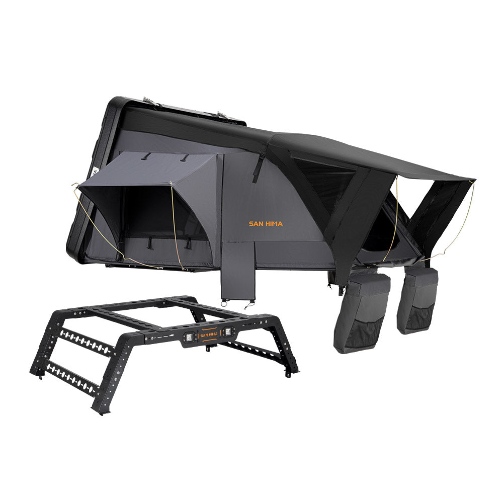 San Hima Jervis Rooftop Tent Hardshell With Ladder + Universal Ute Tub Rack - Sunyee