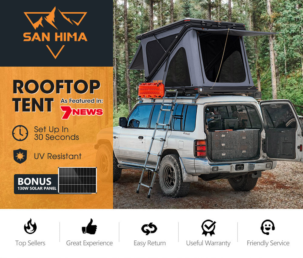 San Hima Kalbarri Z Roof Top Tent Hardshell With Ladder + 130W Solar Panel