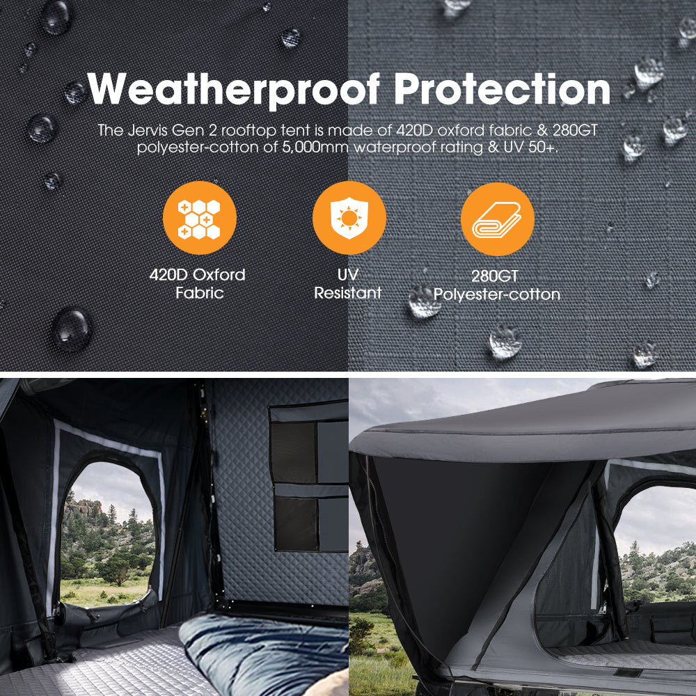 San Hima Jervis Pro Roof Top Tent Hardshell Side Opening + Universal Ute Tub Rack - Sunyee