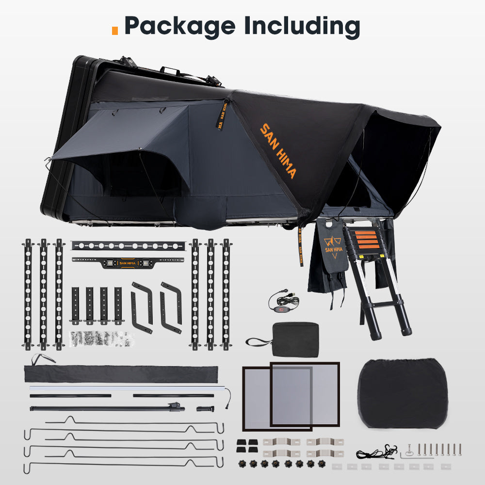 San Hima Jervis Pro Roof Top Tent Hardshell Side Opening + Universal Ute Tub Rack - Sunyee