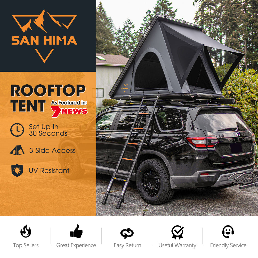 San Hima Kalbarri Lite Rooftop Tent Hardshell With Ladder Grey Camping 4x4 4WD - Sunyee